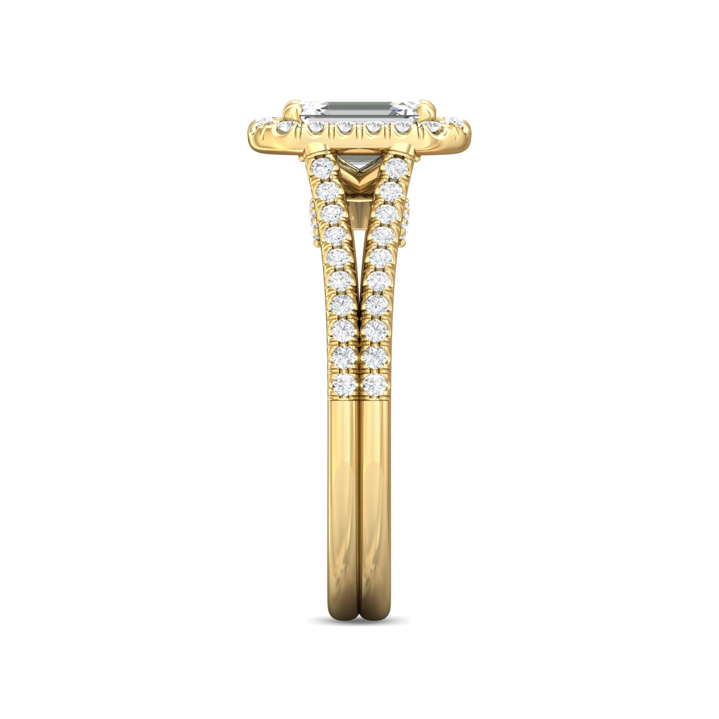 18K Yellow Gold Emerald Cut Diamond Engagement Ring