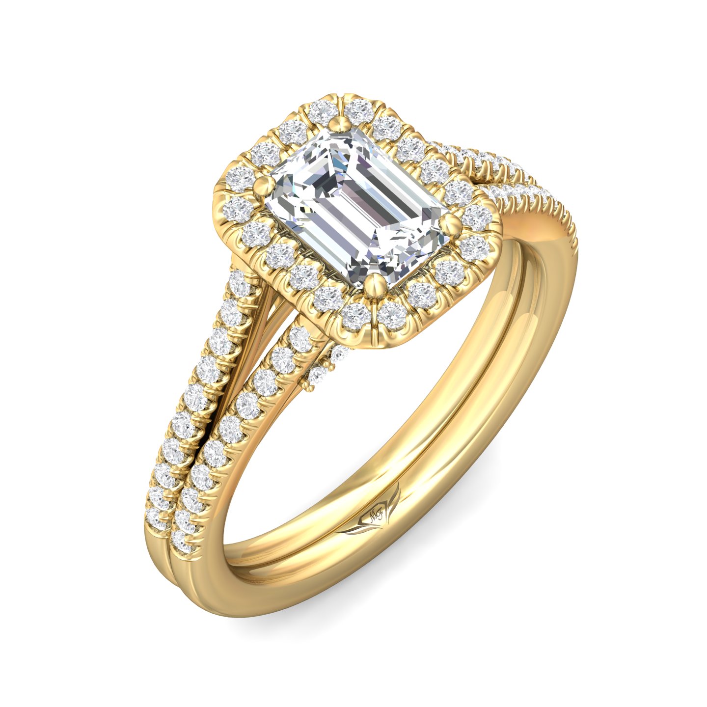 18K Yellow Gold Emerald Cut Diamond Engagement Ring