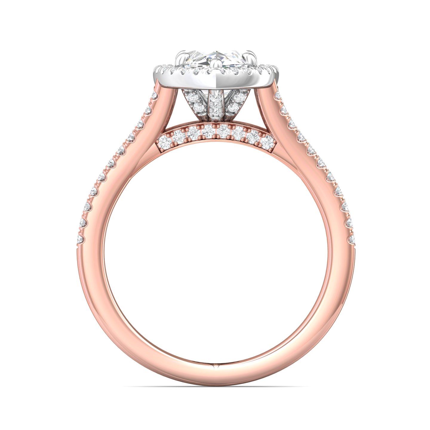 18K White and Rose Gold Marquise Diamond Engagement Ring