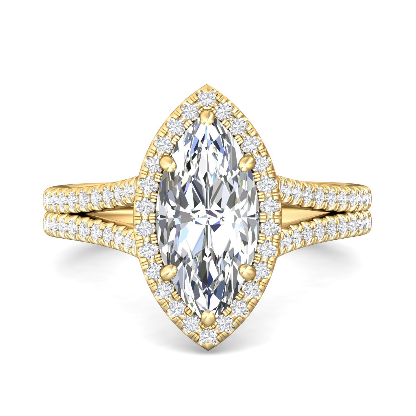 14K Yellow Gold Marquise Diamond Engagement Ring