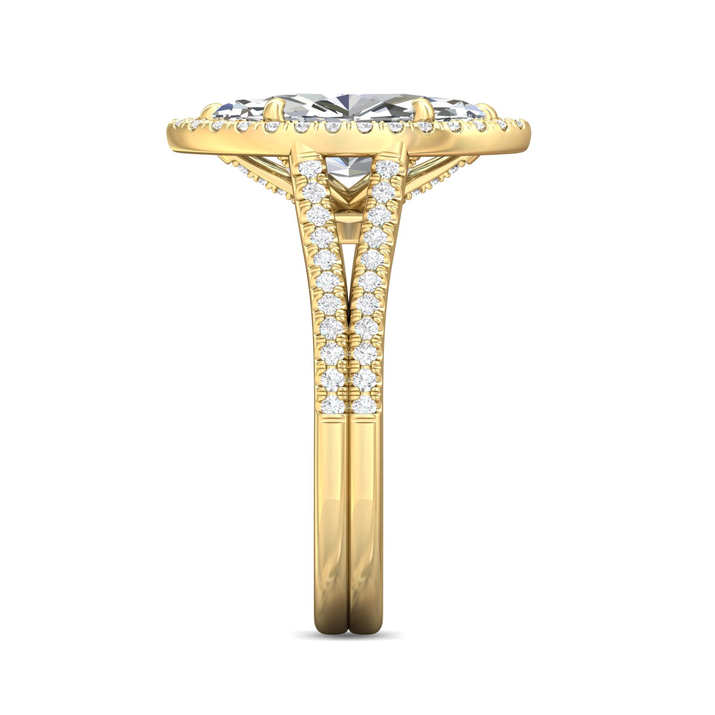14K Yellow Gold Marquise Diamond Engagement Ring