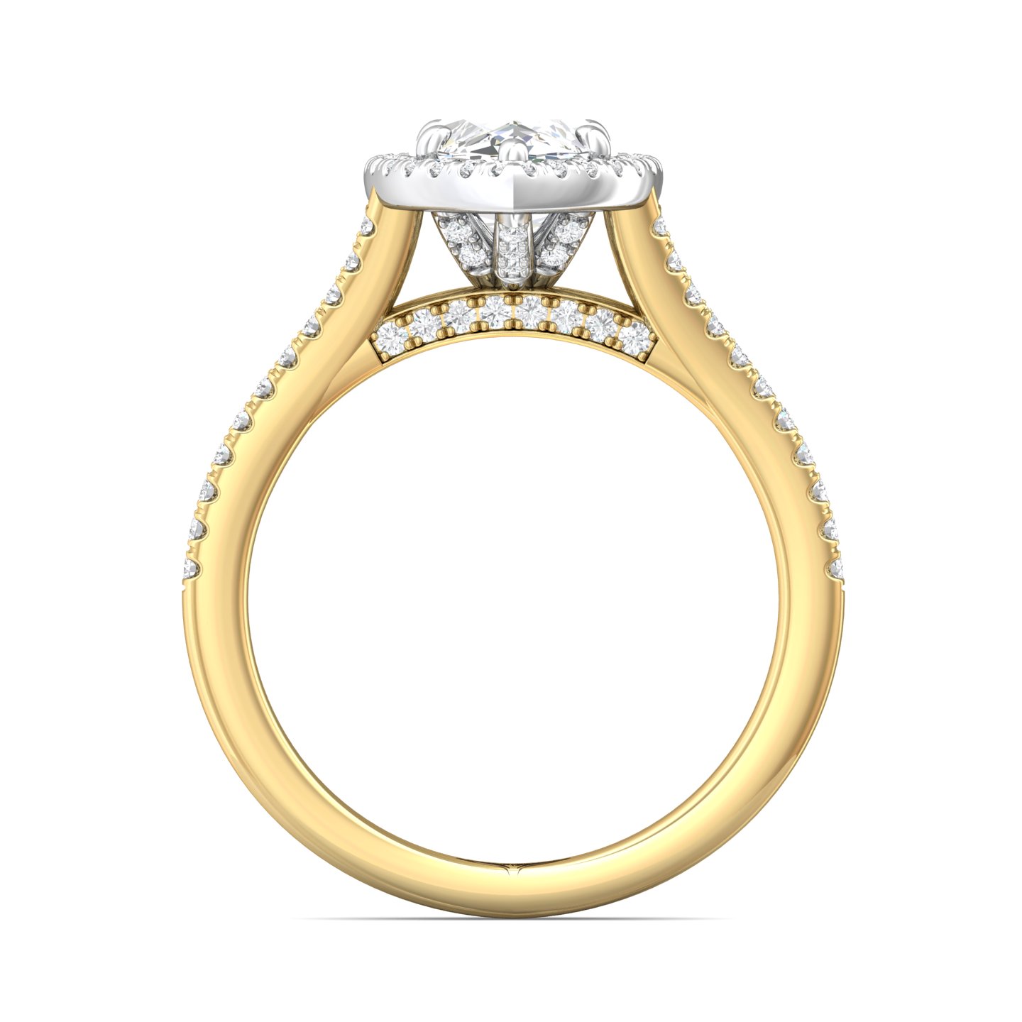 14K Yellow Gold and Platinum Marquise Diamond Engagement Ring