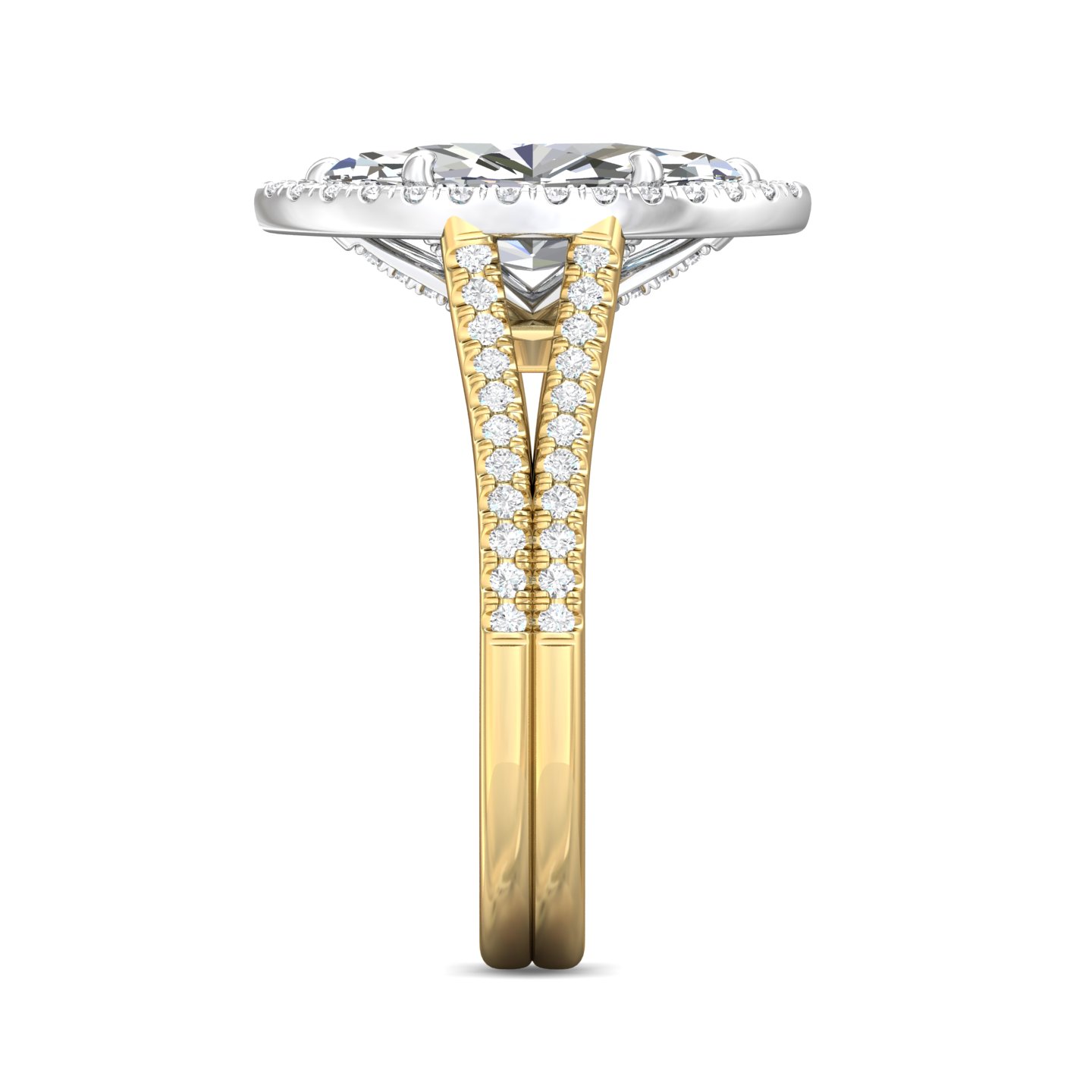 14K Yellow Gold and Platinum Marquise Diamond Engagement Ring