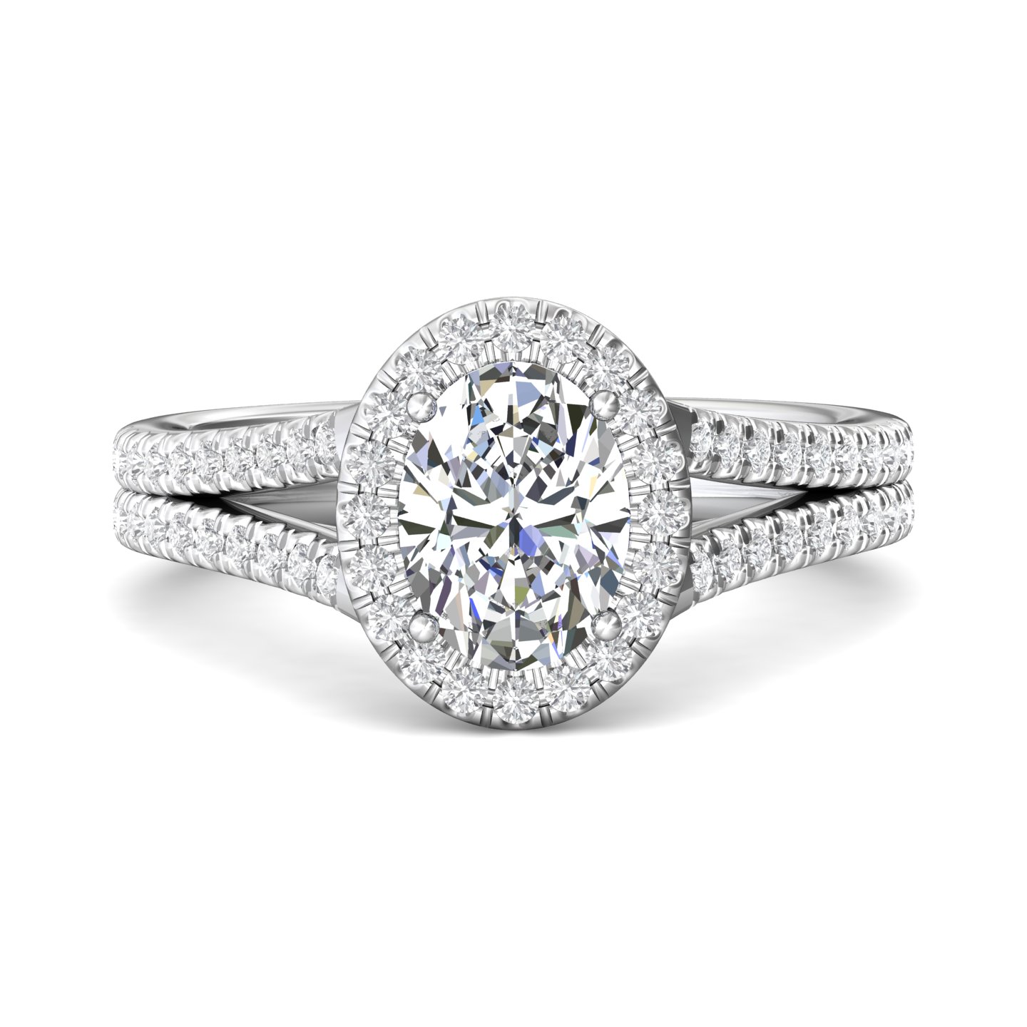 18K White Gold Oval Diamond Engagement Ring