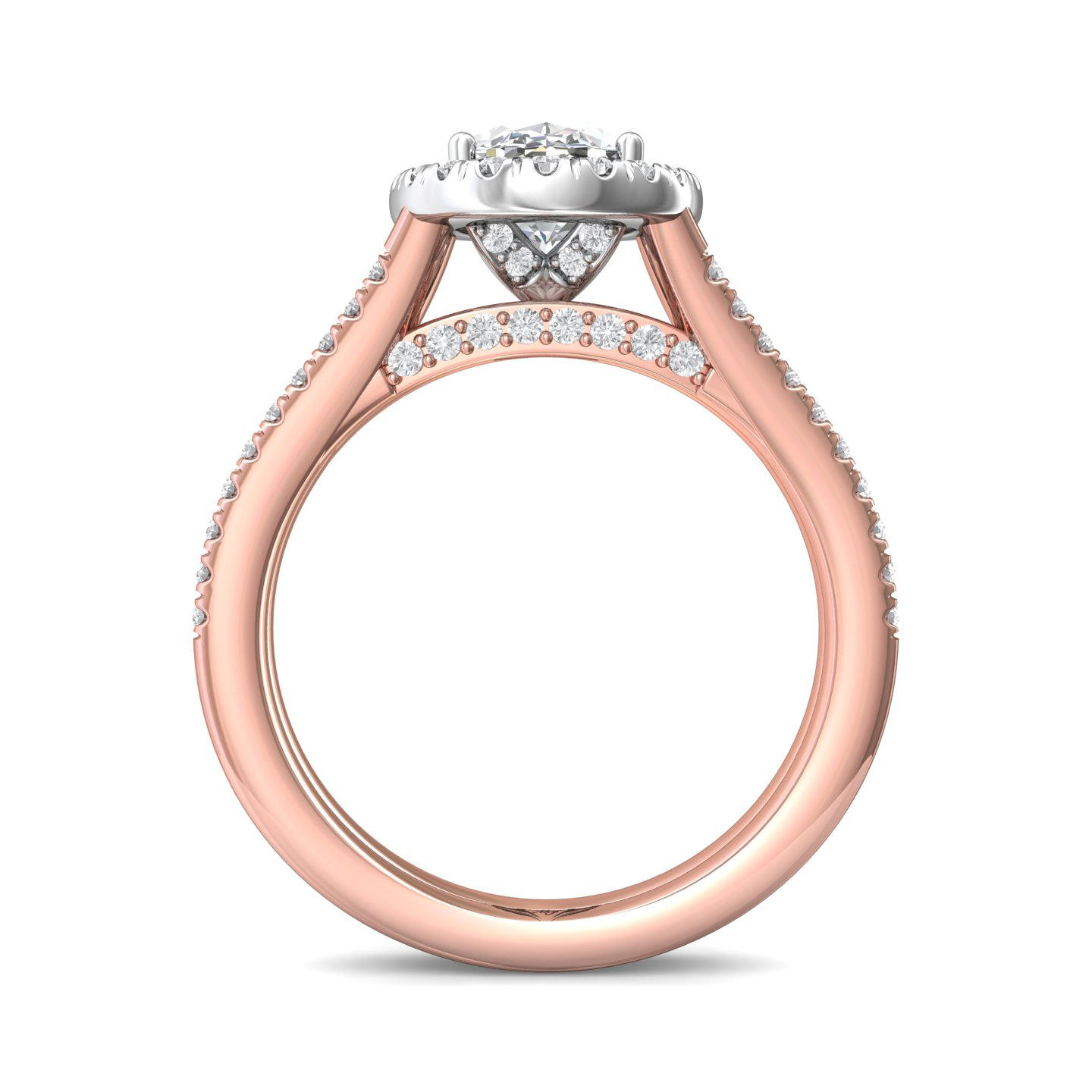 14K Rose and White Gold Oval Diamond Engagement Ring