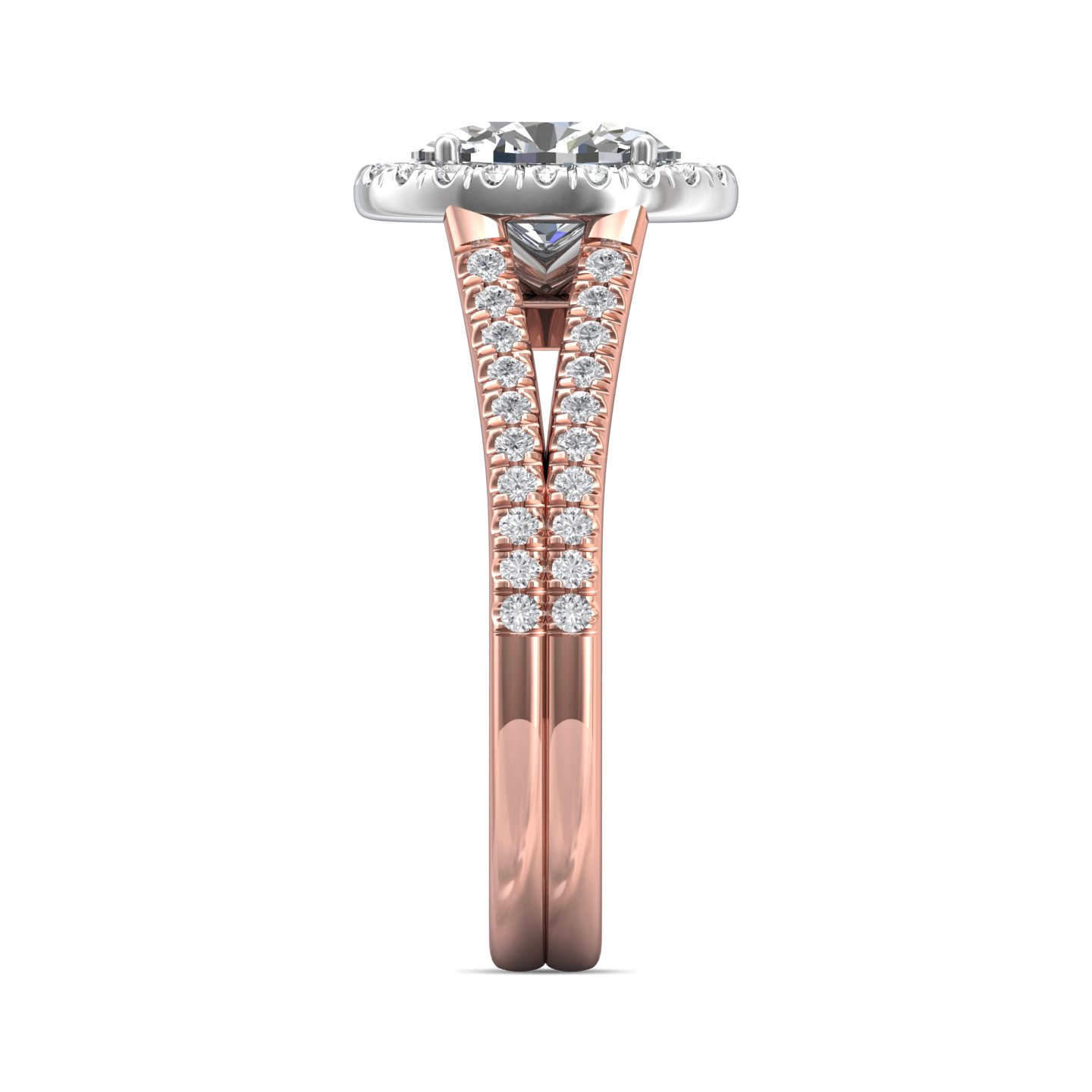 14K Rose and White Gold Oval Diamond Engagement Ring