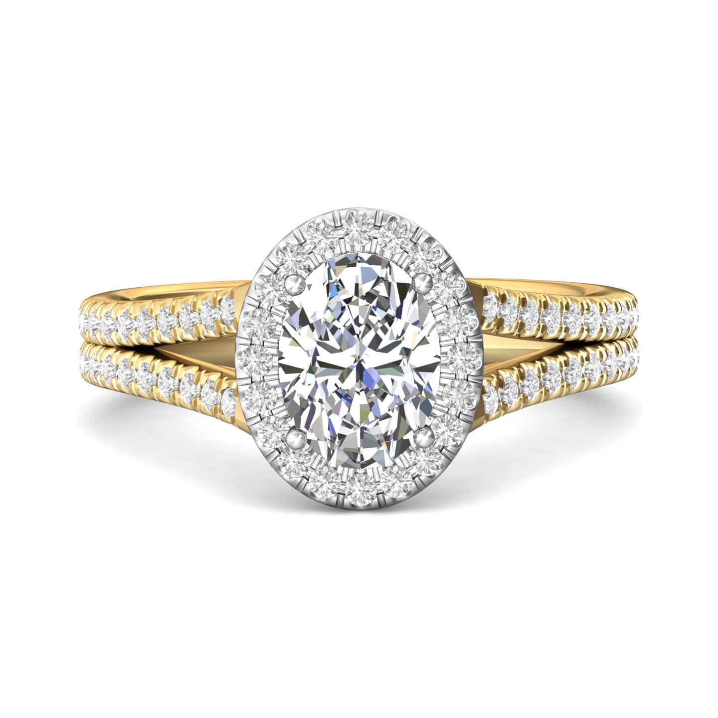 18K White and Yellow Gold Oval Diamond Engagement Ring