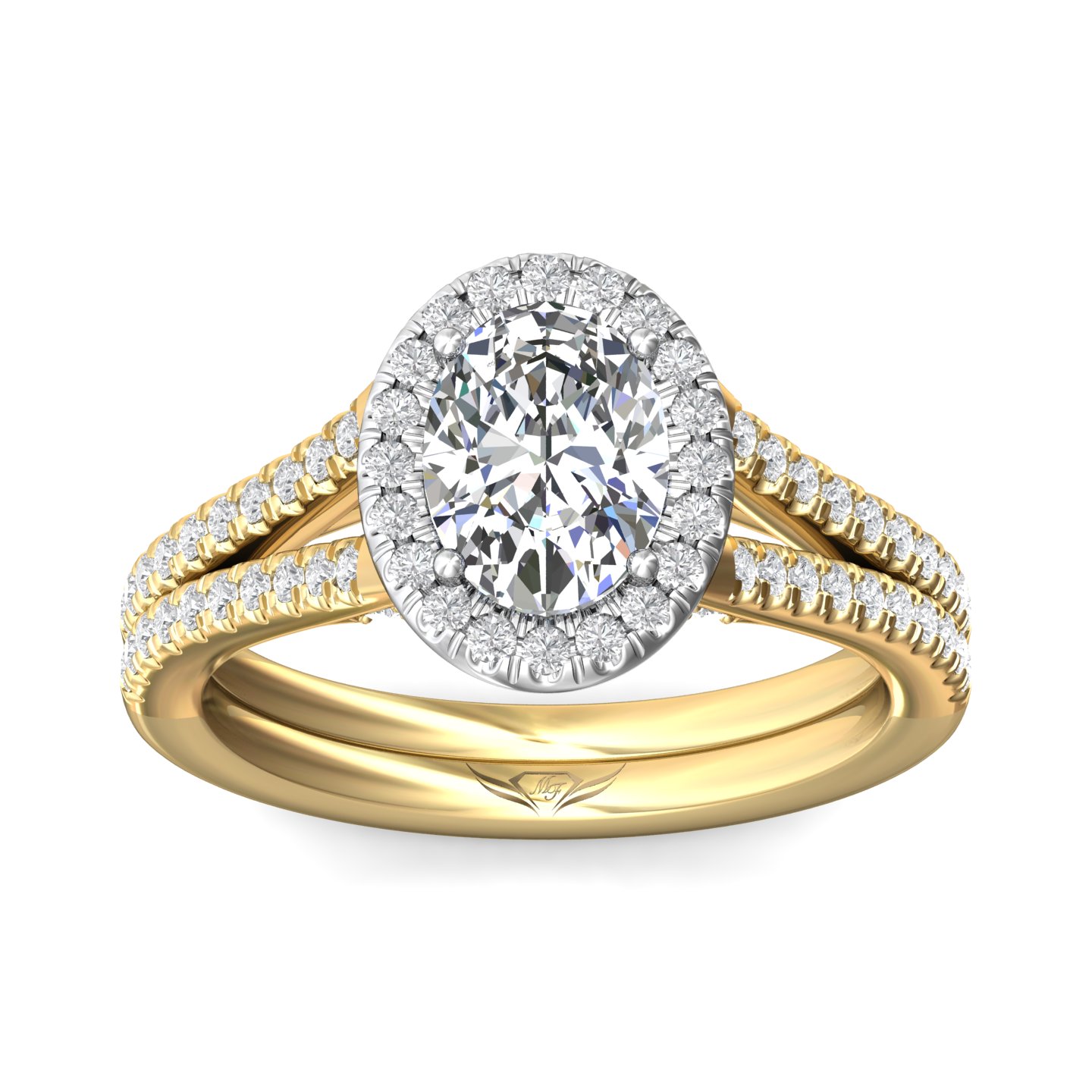 18K White and Yellow Gold Oval Diamond Engagement Ring