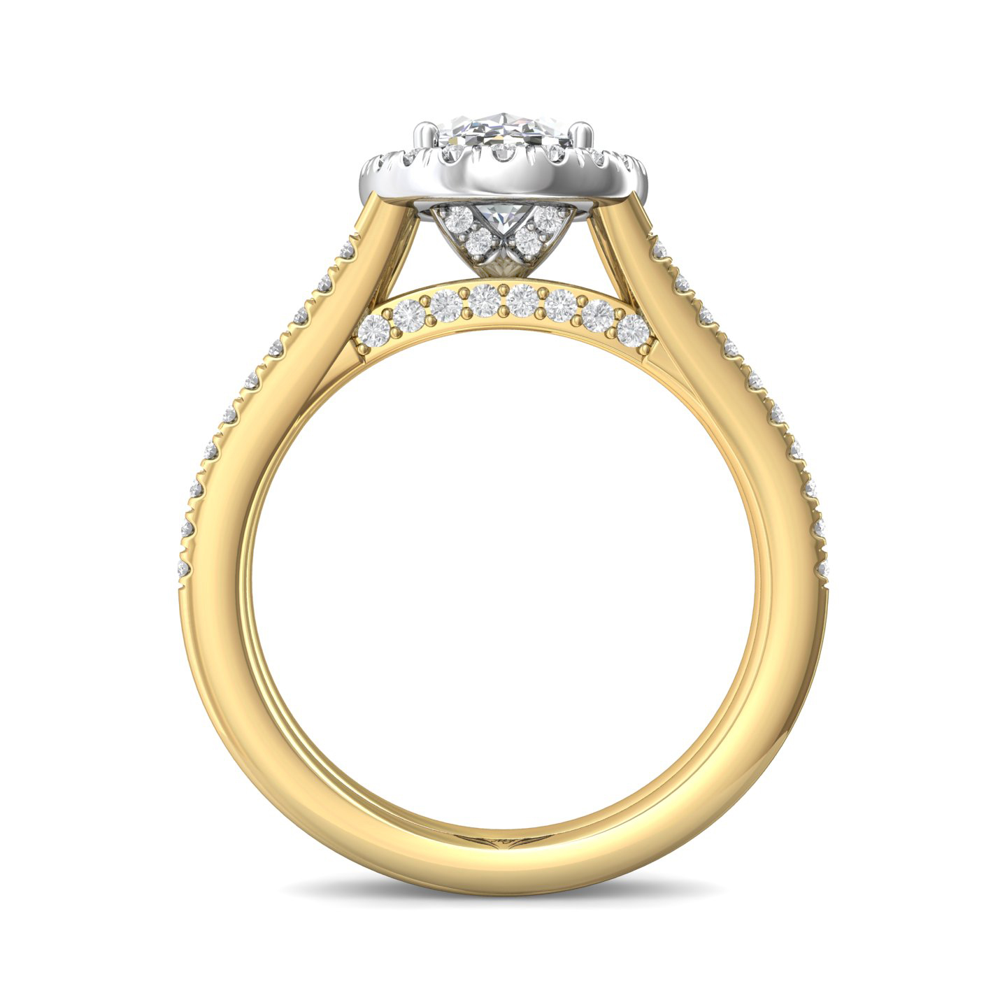 18K White and Yellow Gold Oval Diamond Engagement Ring