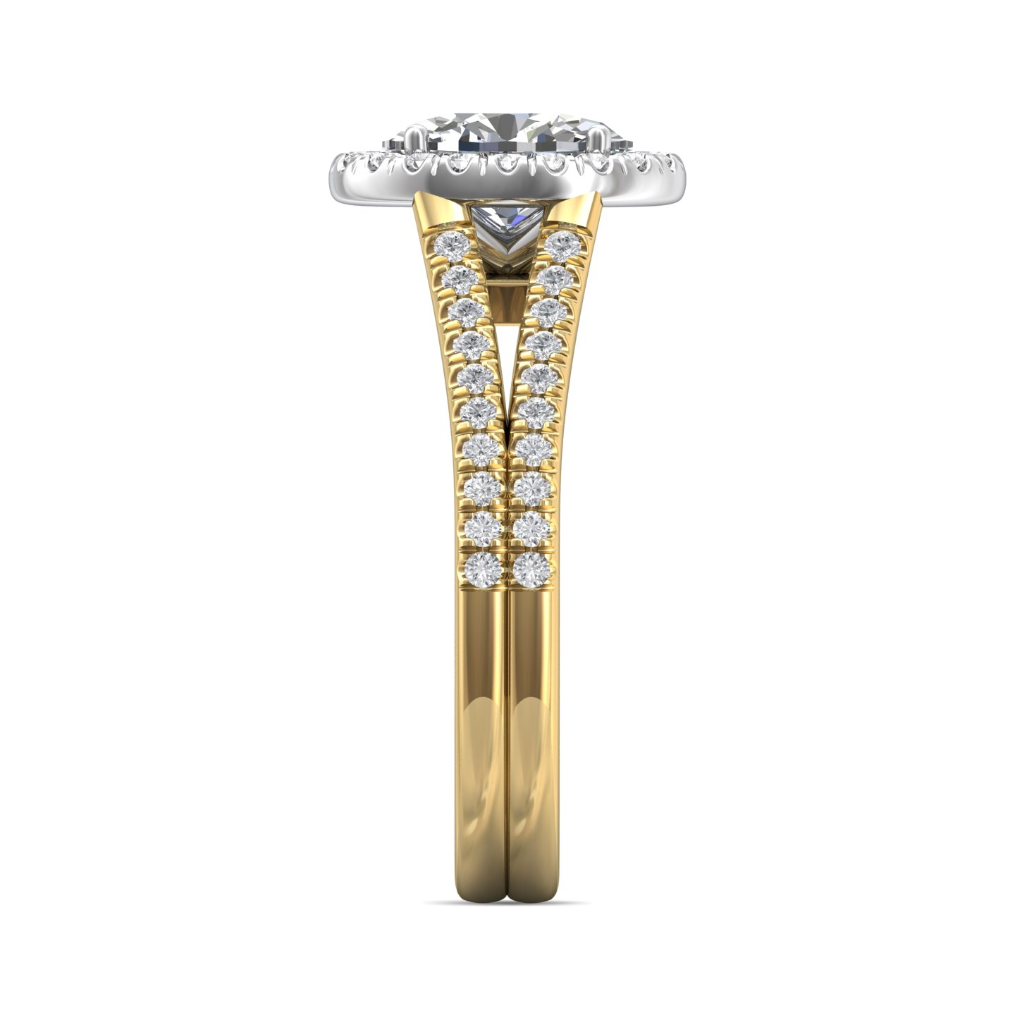 18K White and Yellow Gold Oval Diamond Engagement Ring
