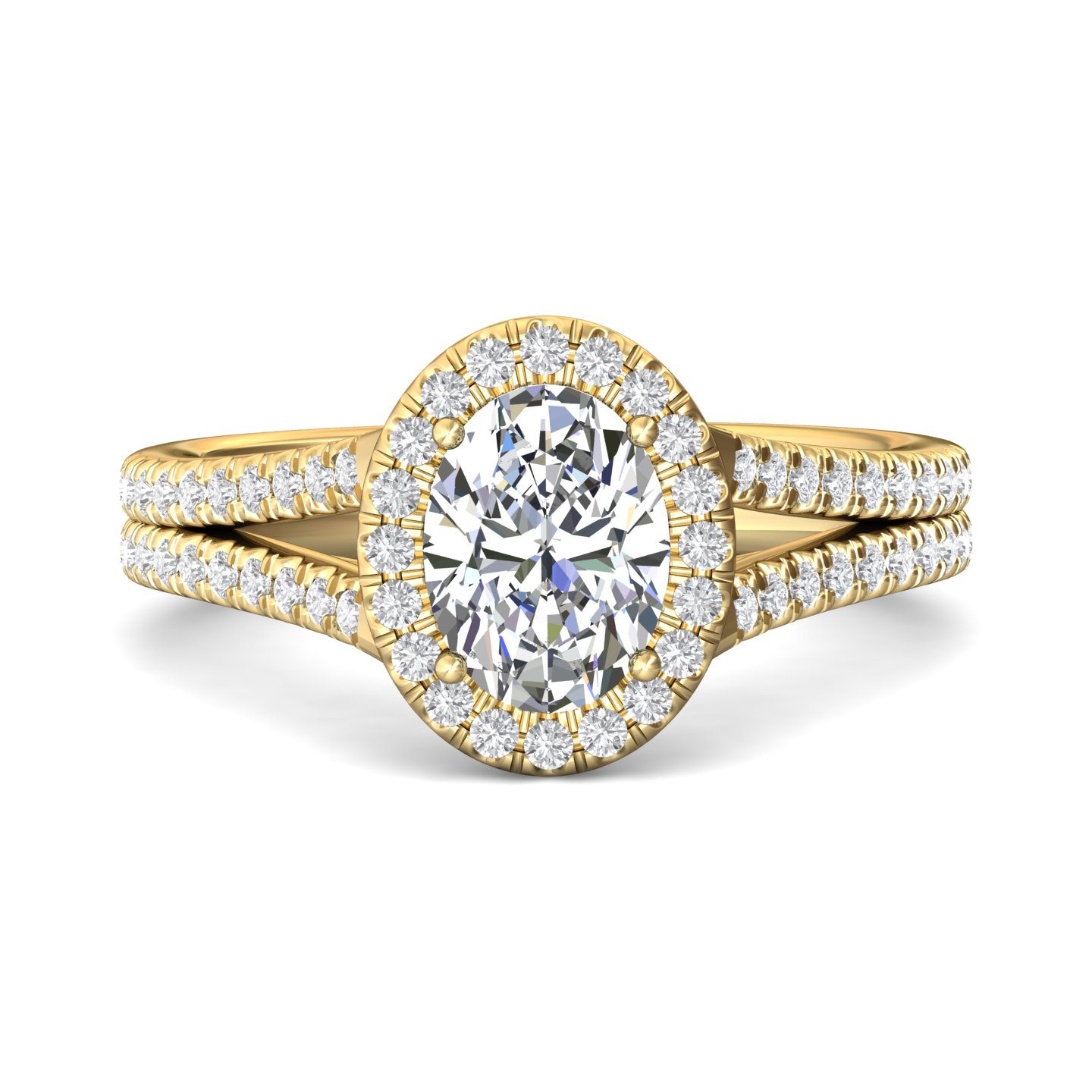 14K Yellow Gold Oval Diamond Engagement Ring
