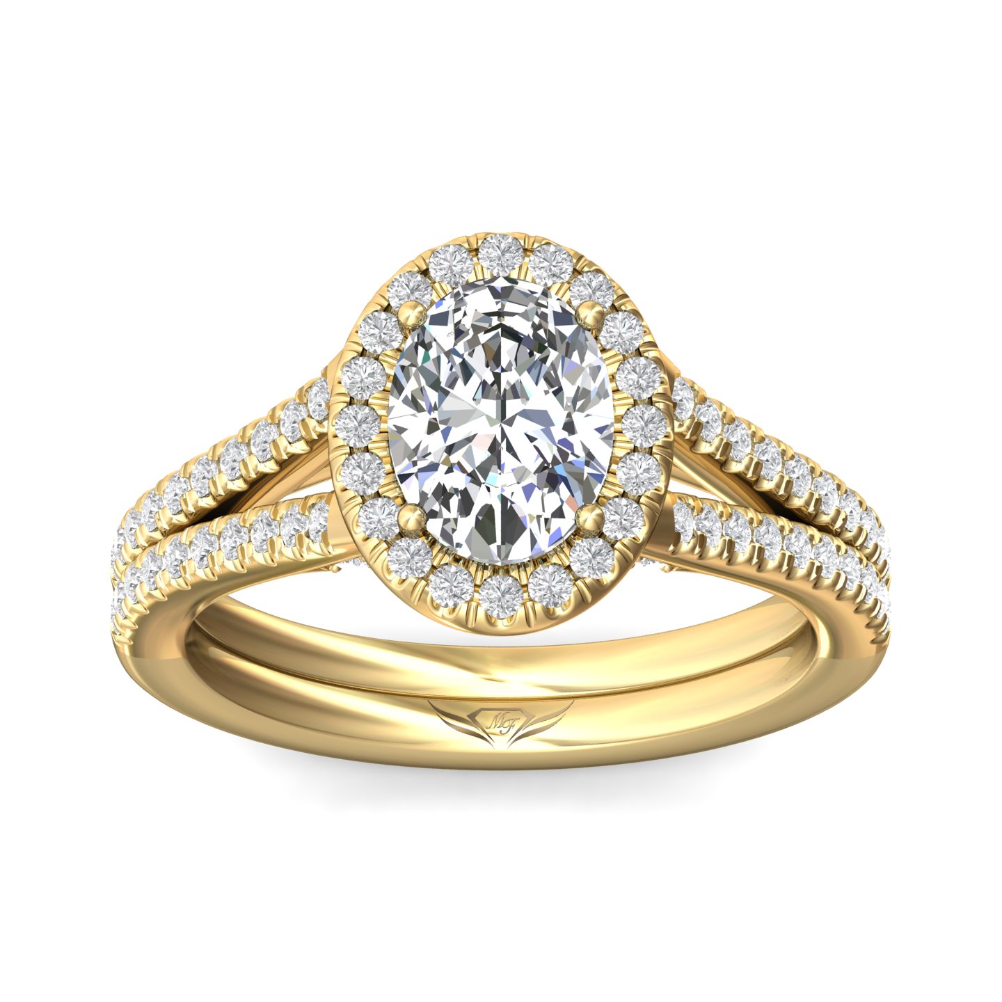 14K Yellow Gold Oval Diamond Engagement Ring