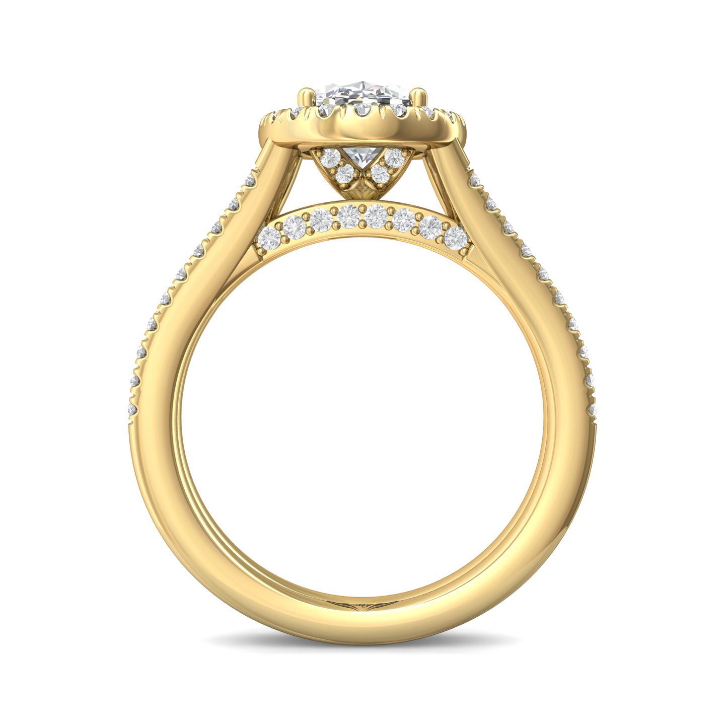 14K Yellow Gold Oval Diamond Engagement Ring