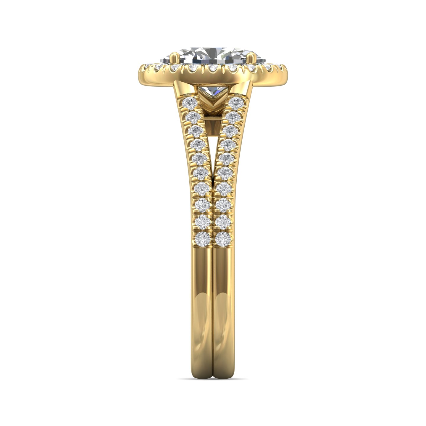 14K Yellow Gold Oval Diamond Engagement Ring