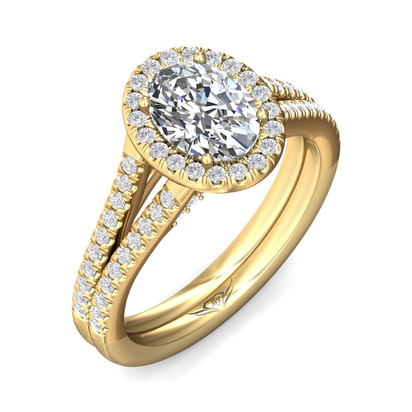 14K Yellow Gold Oval Diamond Engagement Ring