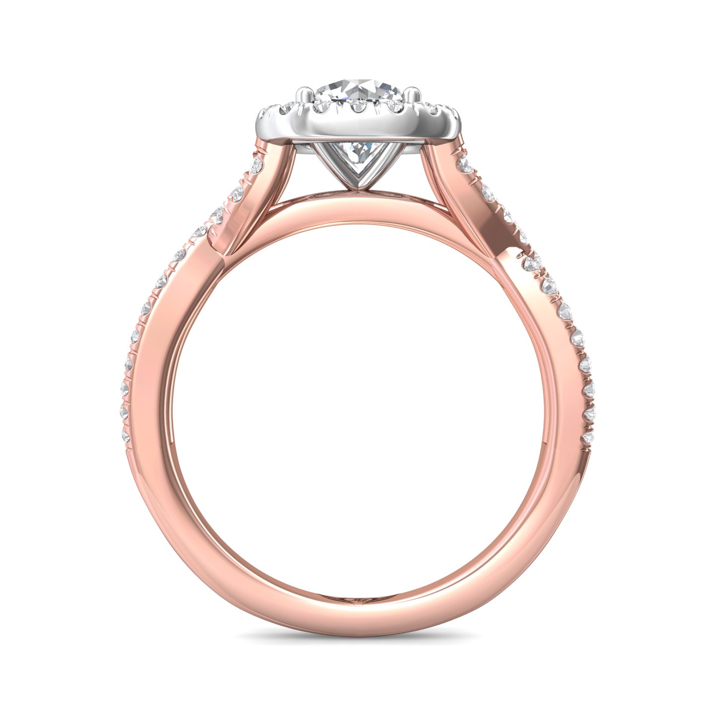 18K White and Rose Gold Cushion Diamond Engagement Ring
