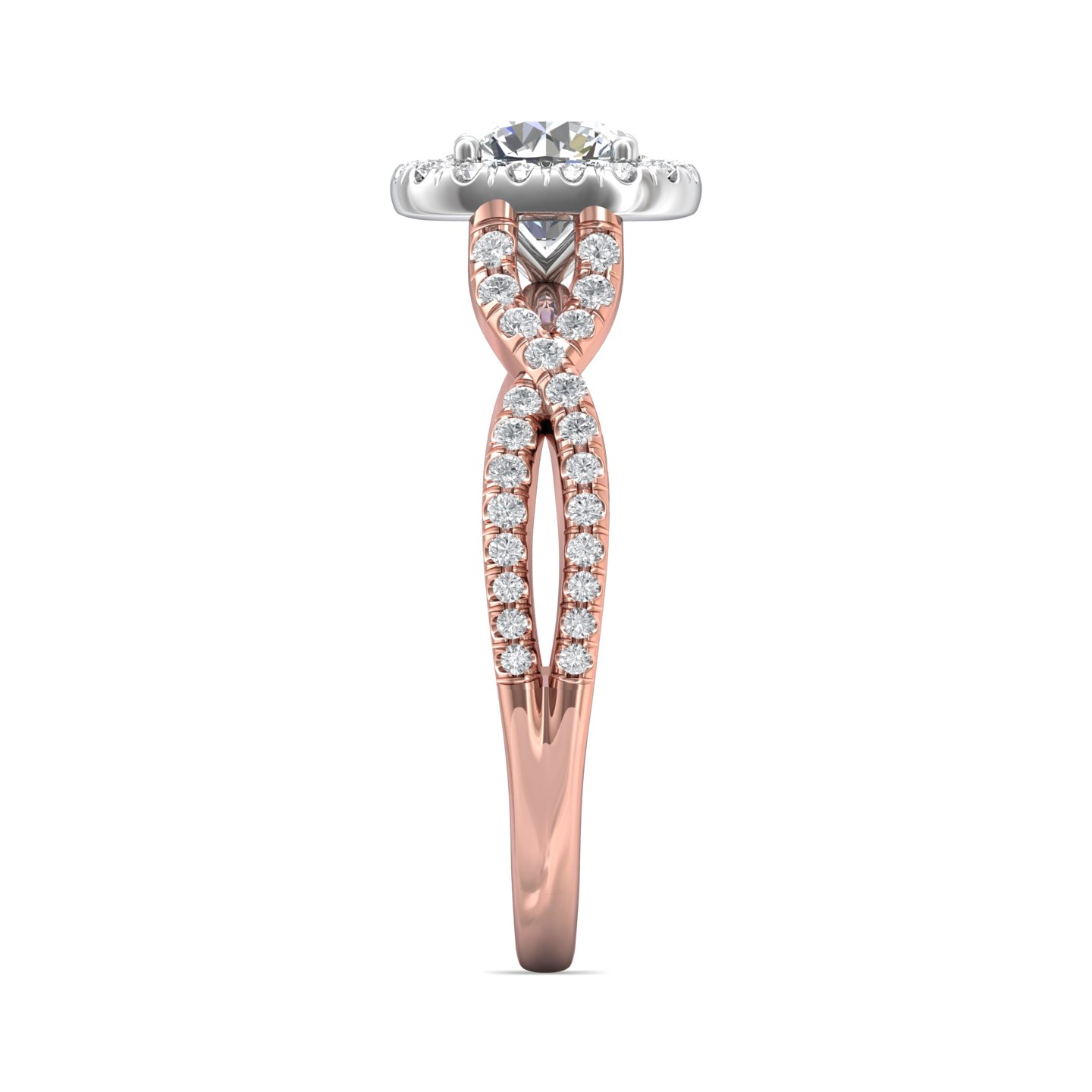 18K White and Rose Gold Cushion Diamond Engagement Ring
