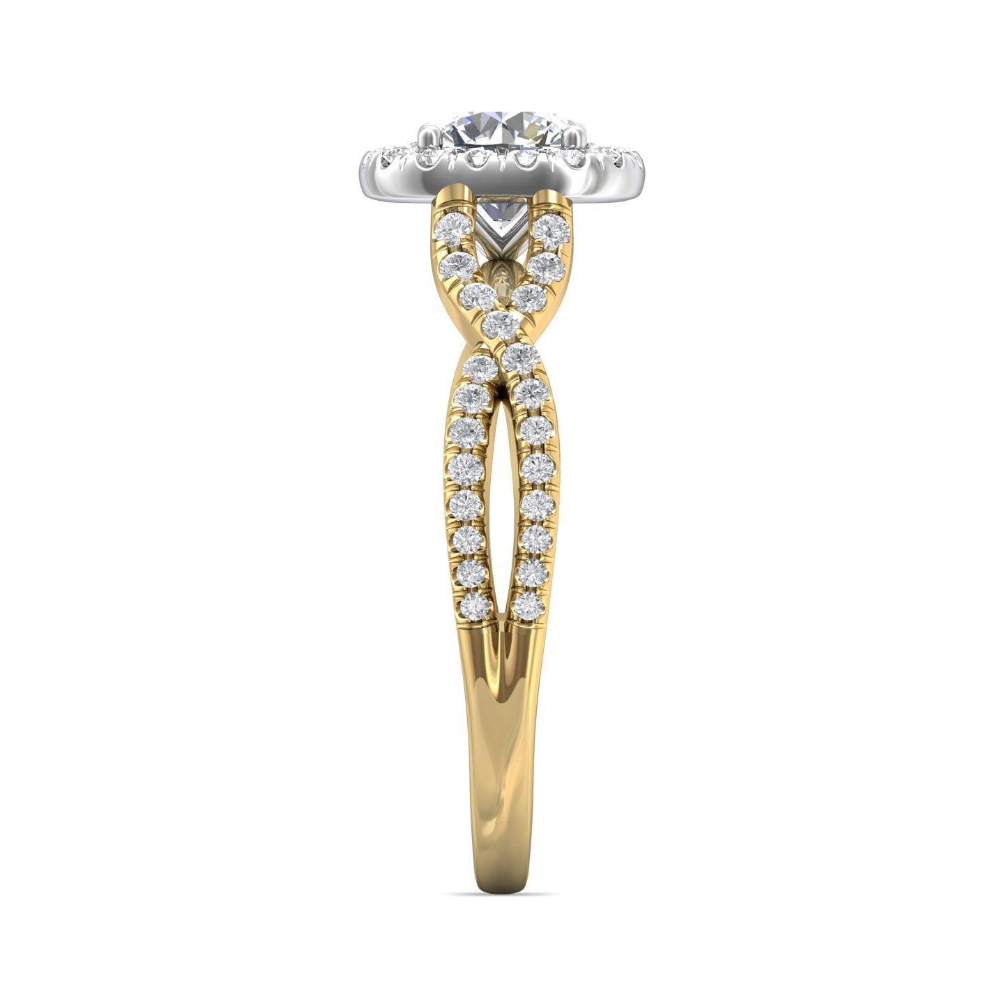 14K Yellow and White Gold Cushion Diamond Engagement Ring