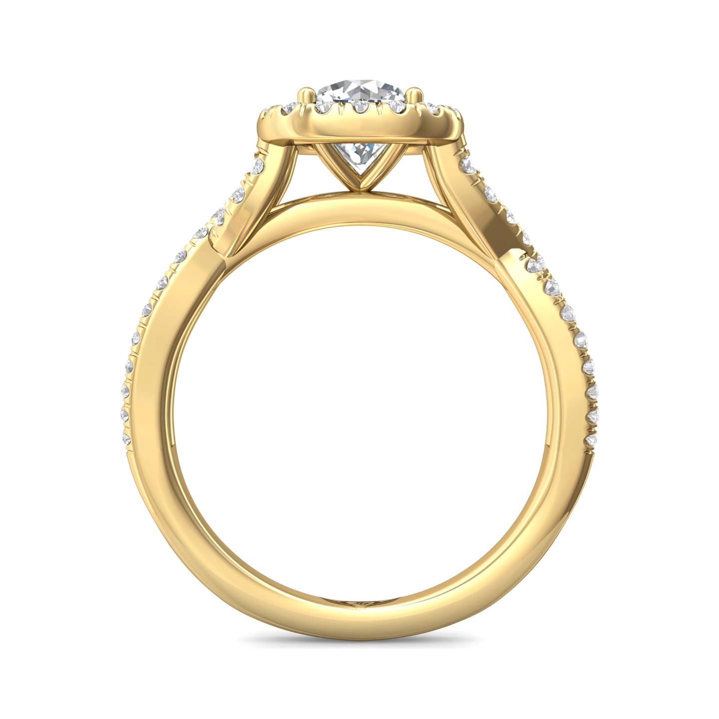 18K Yellow Gold Cushion Diamond Engagement Ring
