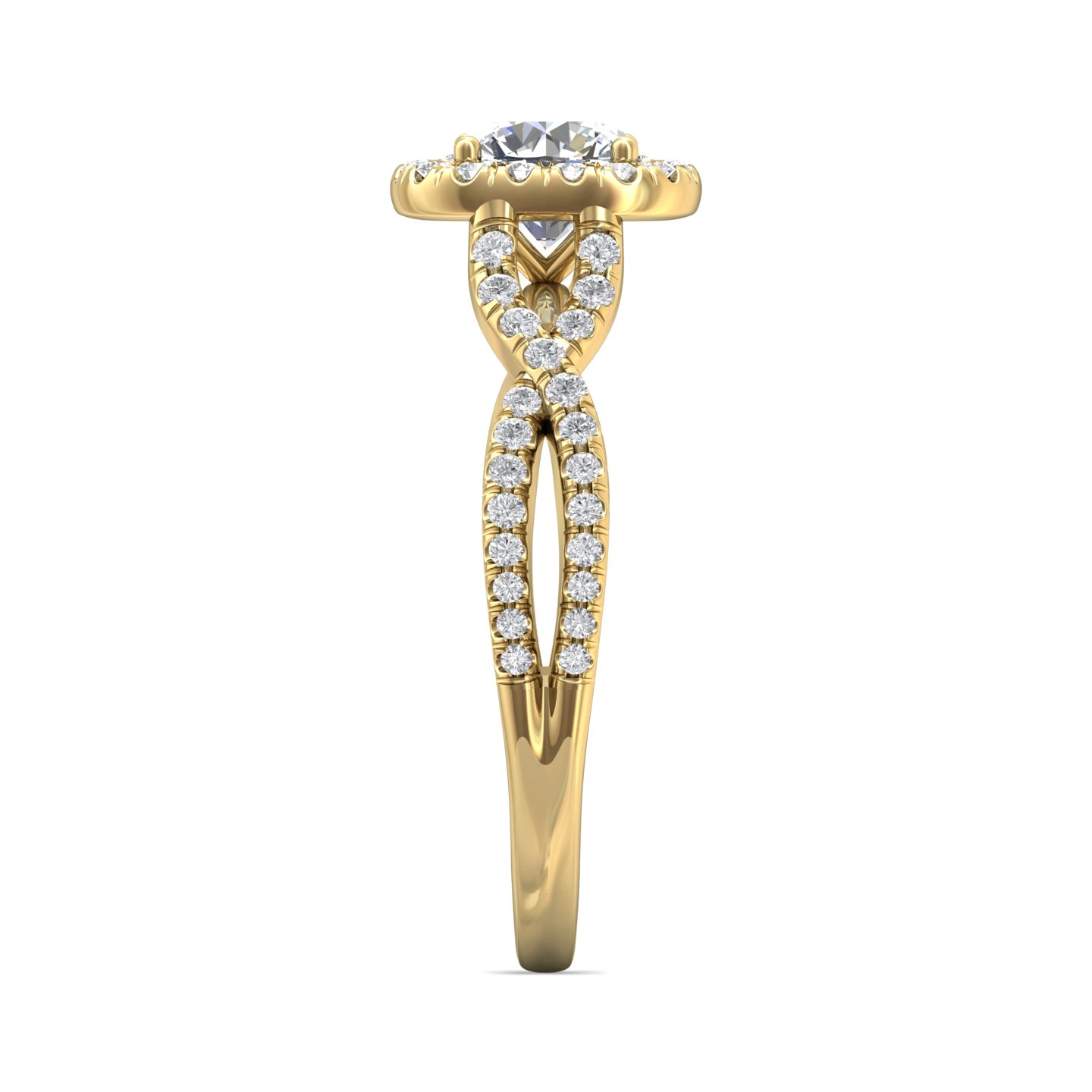 18K Yellow Gold Cushion Diamond Engagement Ring
