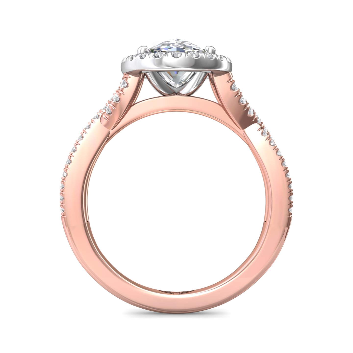 18K White and Rose Gold Oval Diamond Engagement Ring