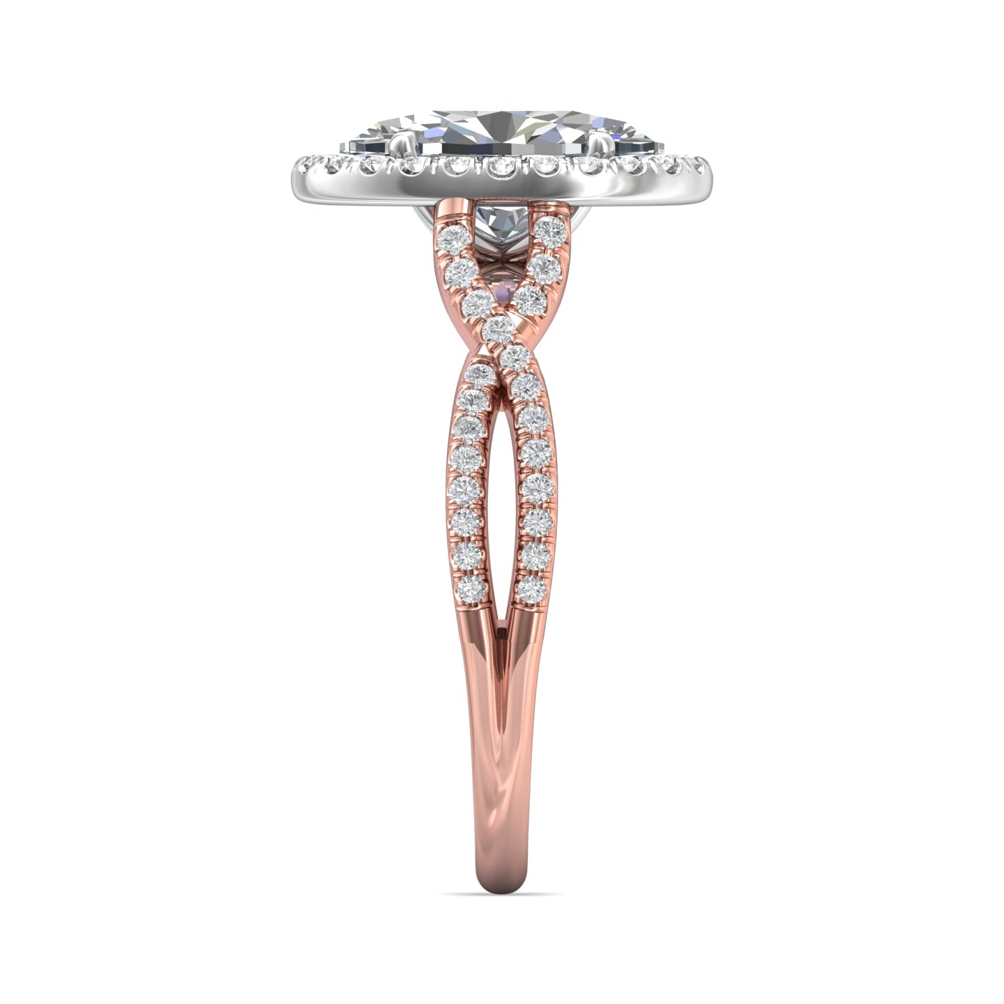 18K White and Rose Gold Oval Diamond Engagement Ring