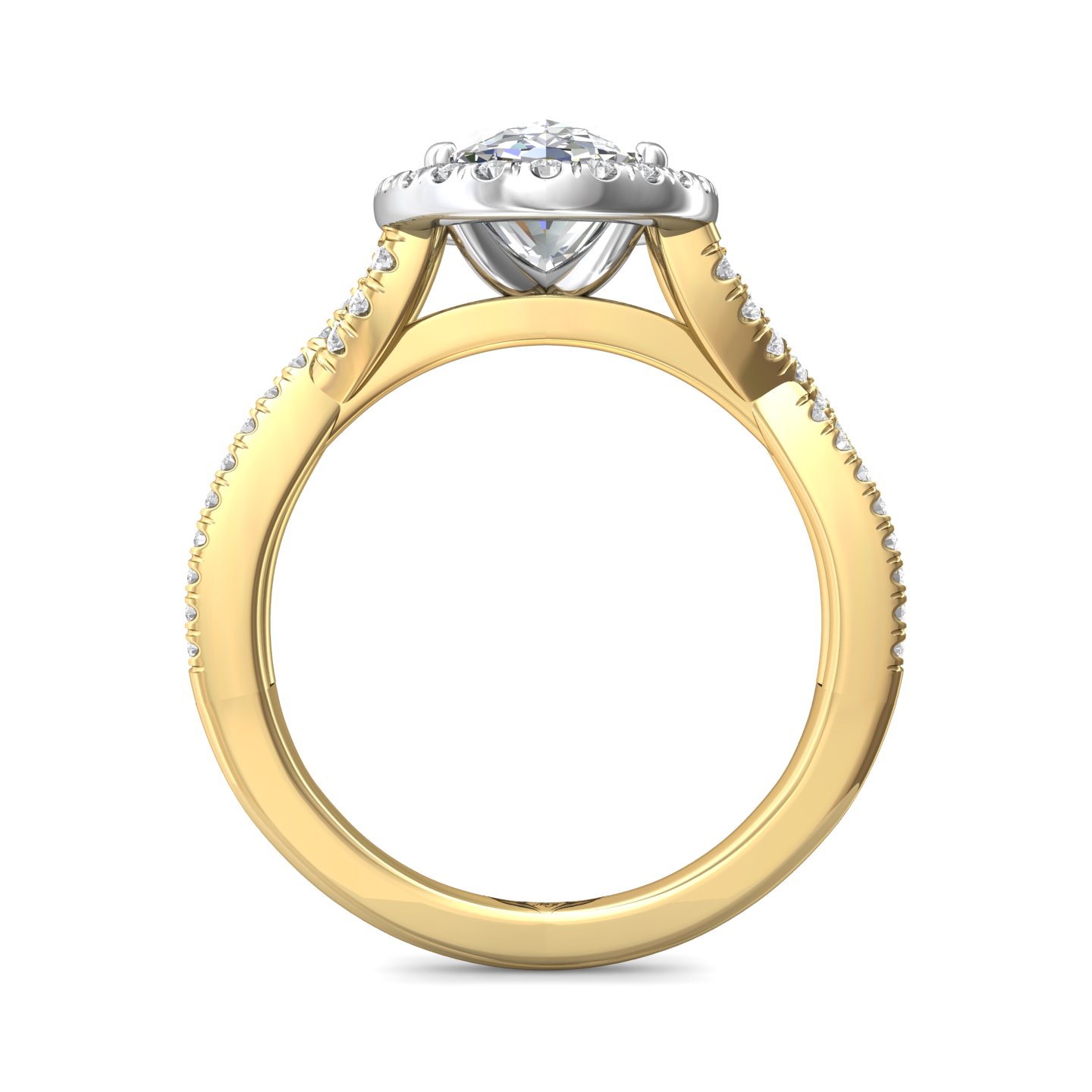 18K White and Yellow Gold Oval Diamond Engagement Ring