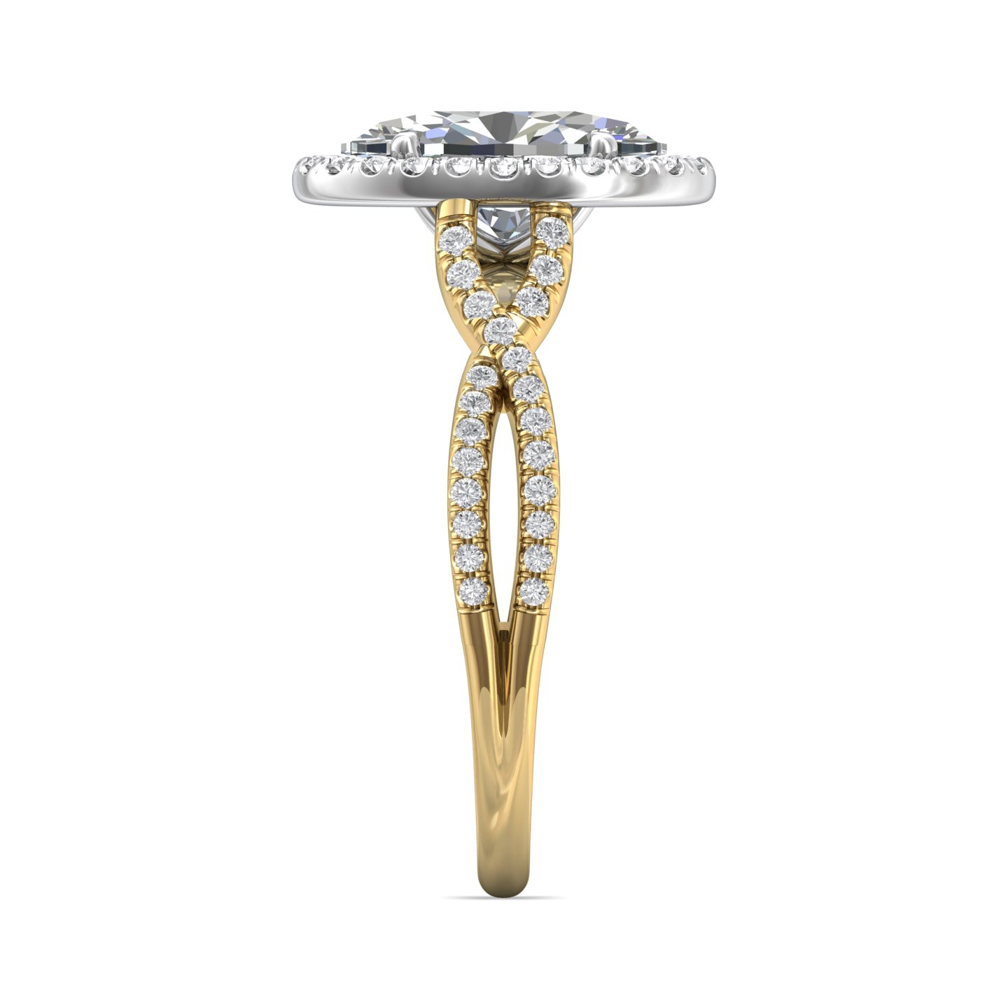 18K White and Yellow Gold Oval Diamond Engagement Ring