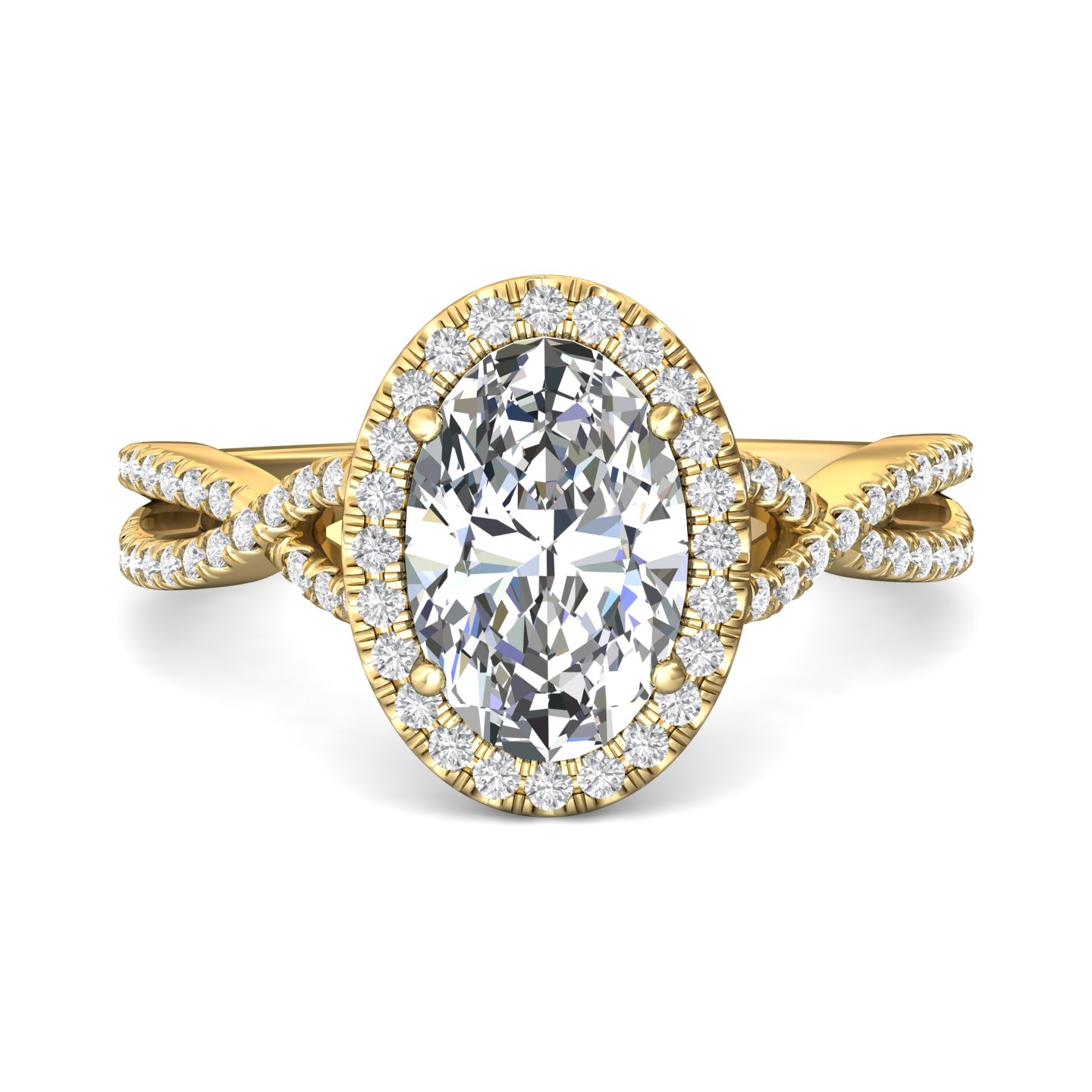 18K Yellow Gold Oval Diamond Engagement Ring