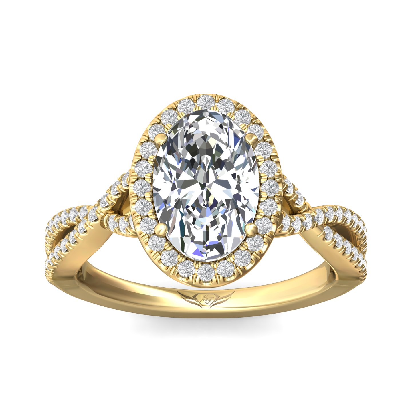 18K Yellow Gold Oval Diamond Engagement Ring