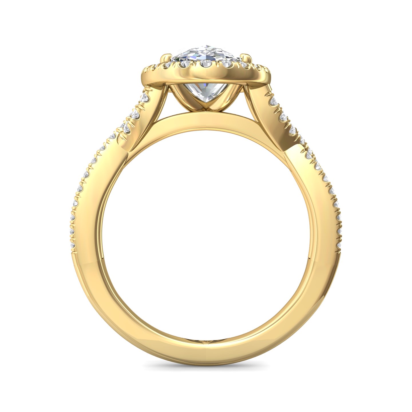 18K Yellow Gold Oval Diamond Engagement Ring