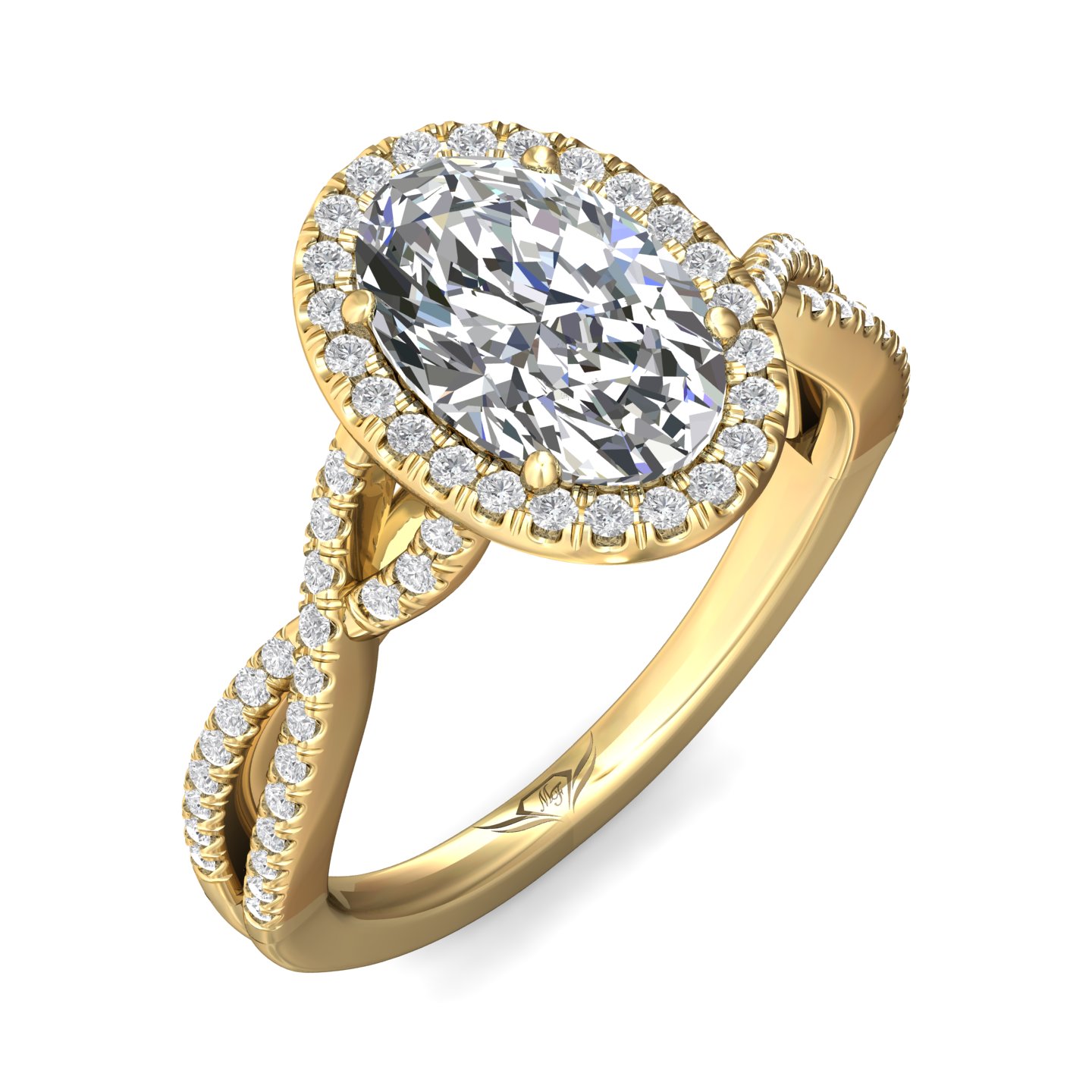18K Yellow Gold Oval Diamond Engagement Ring