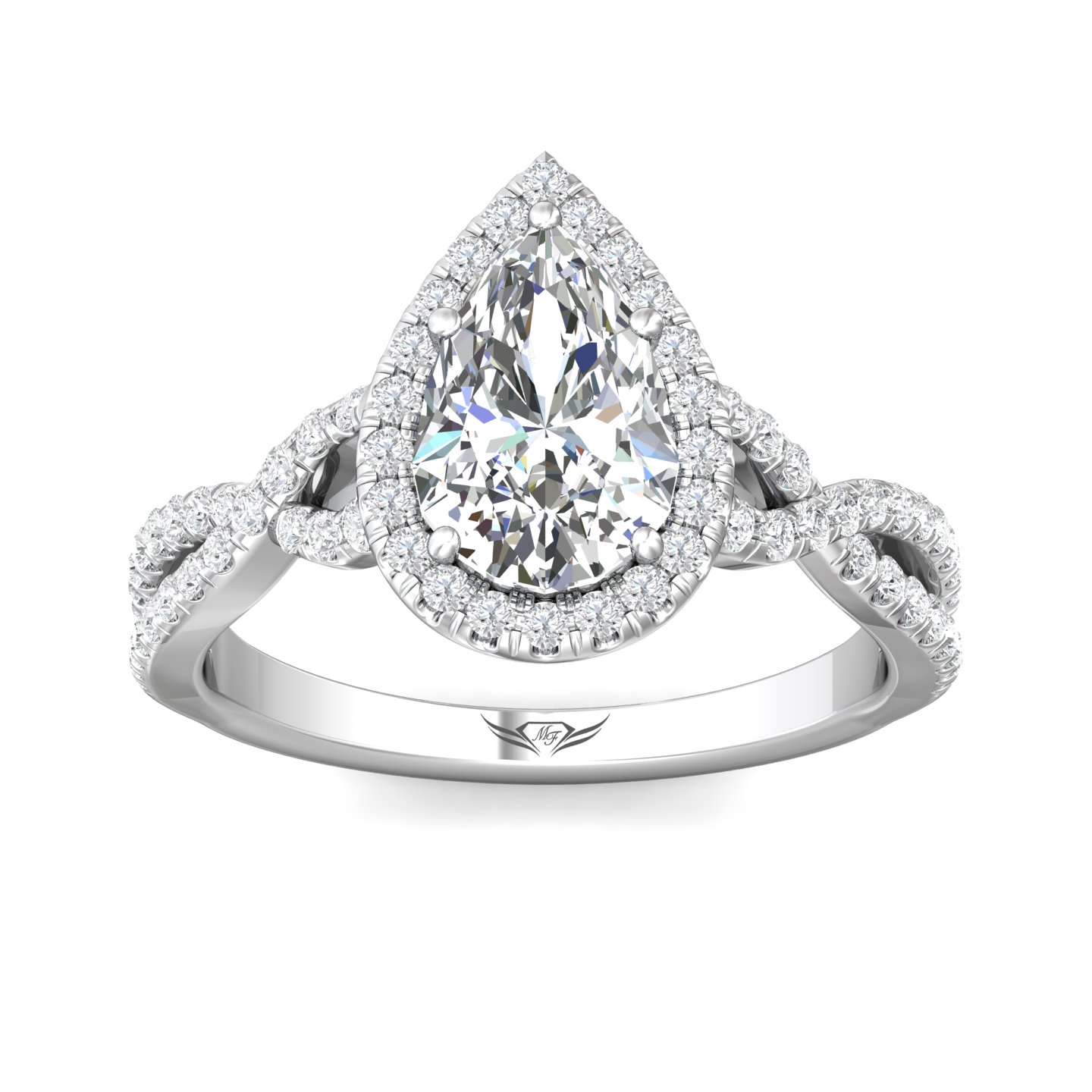 Platinum Pear Shape Diamond Engagement Ring
