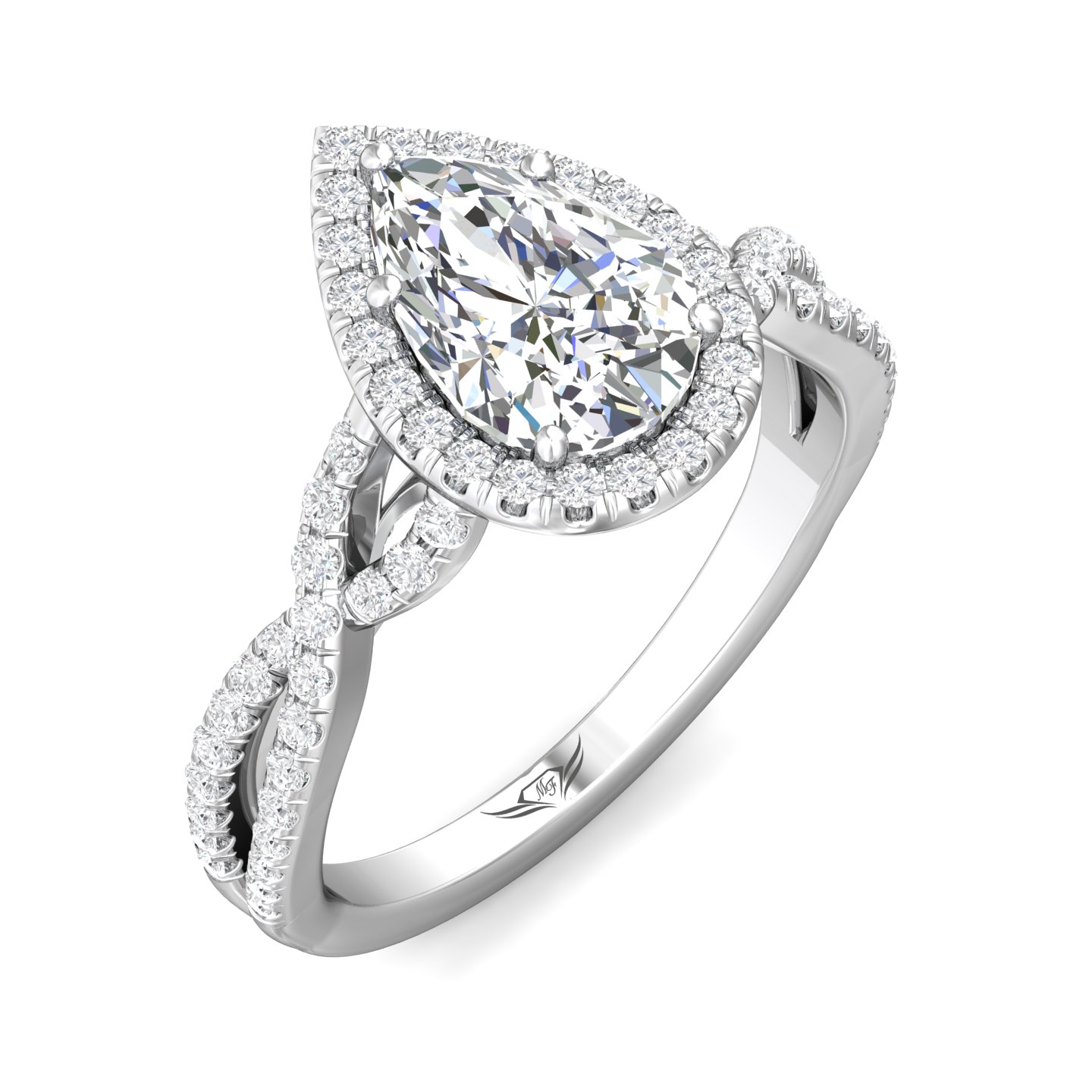 Platinum Pear Shape Diamond Engagement Ring