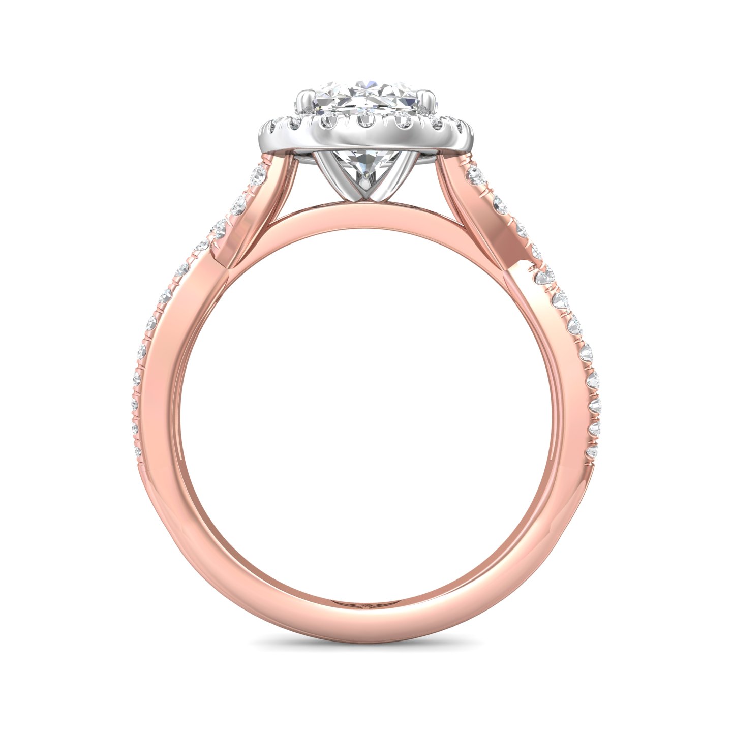 18K White and Rose Gold Pear Shape Diamond Engagement Ring