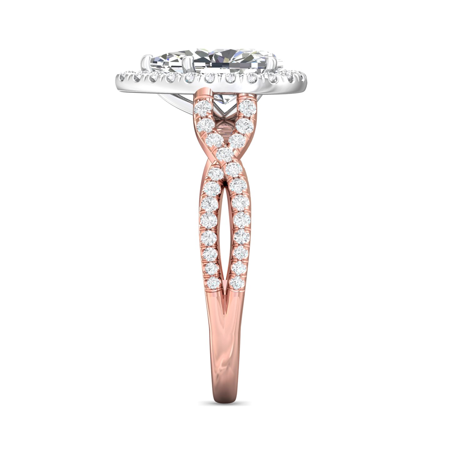 18K White and Rose Gold Pear Shape Diamond Engagement Ring