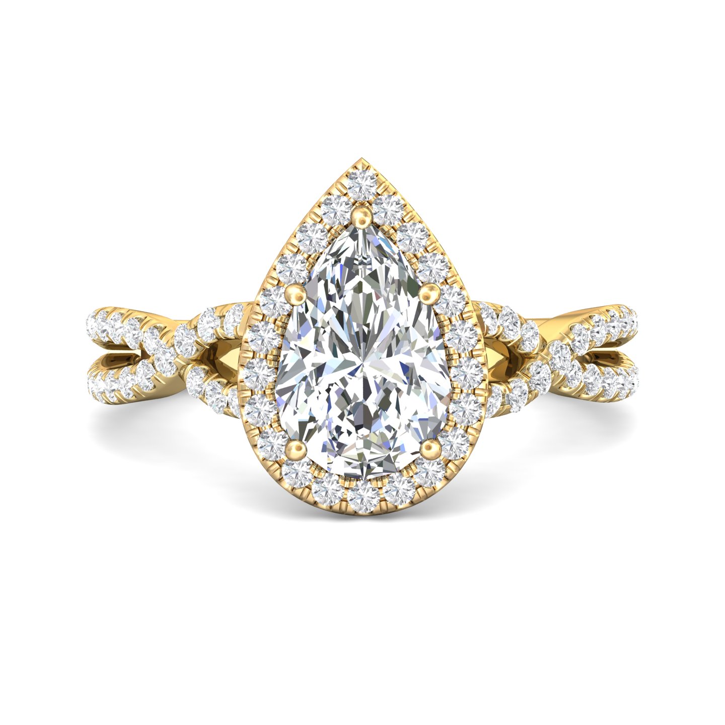 14K Yellow Gold Pear Shape Diamond Engagement Ring