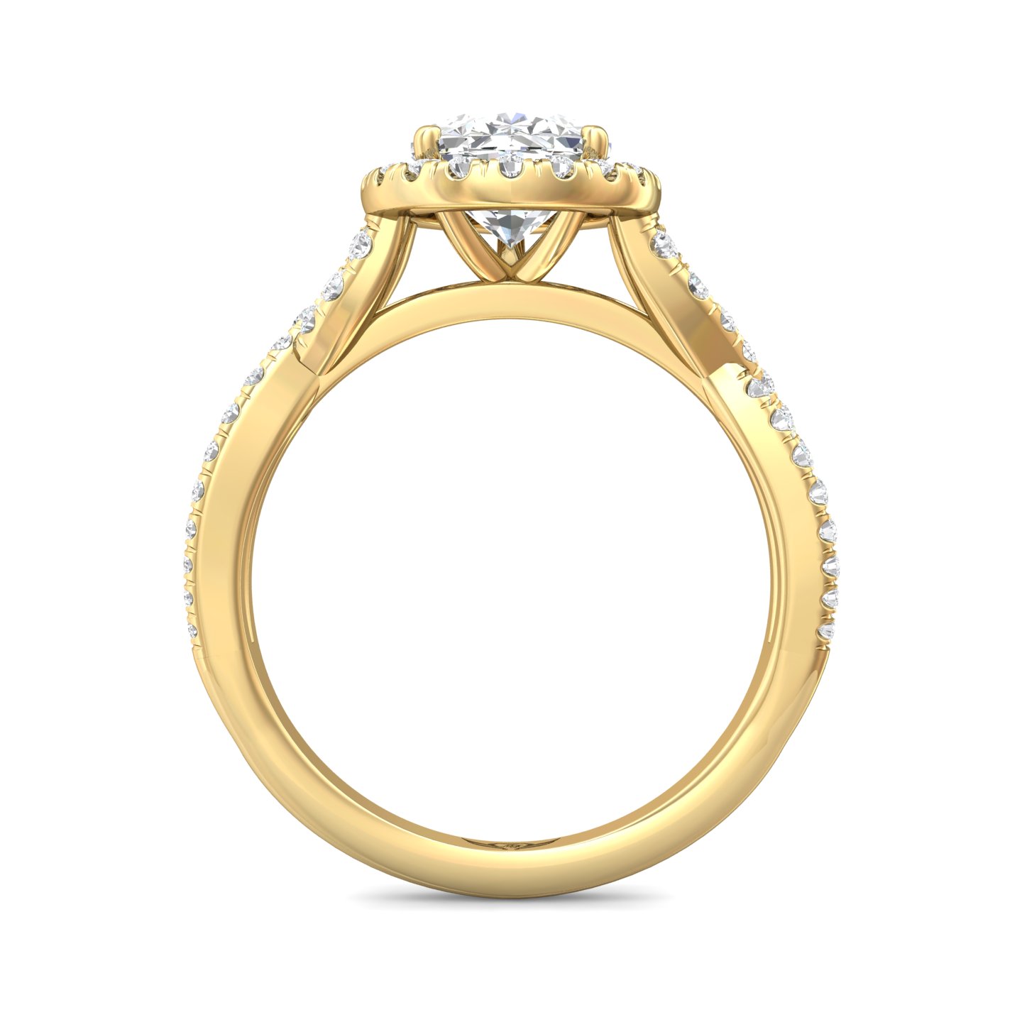 18K Yellow Gold Pear Shape Diamond Engagement Ring