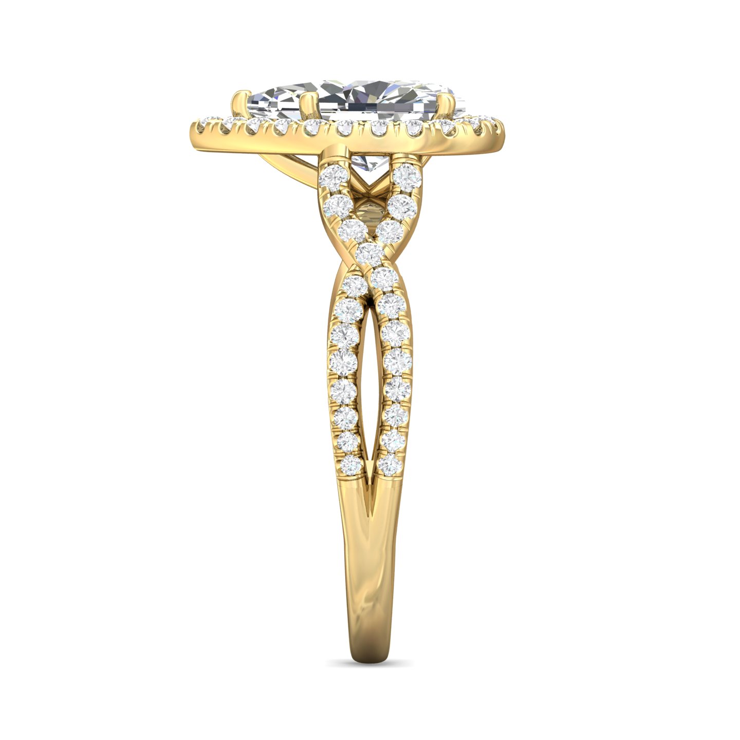 18K Yellow Gold Pear Shape Diamond Engagement Ring