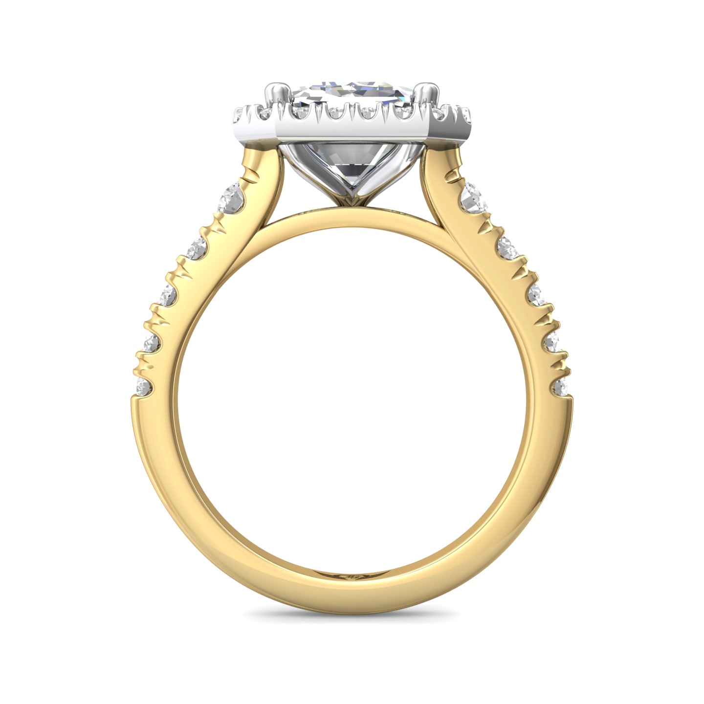18K White and Yellow Gold Emerald Cut Diamond Engagement Ring