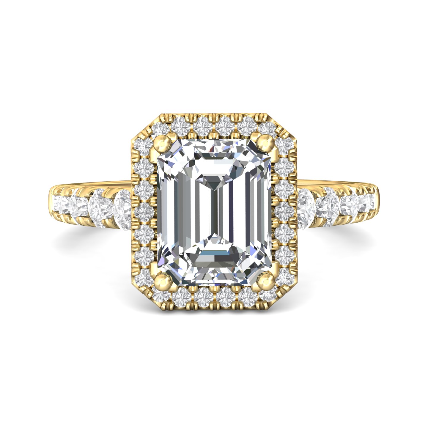 18K Yellow Gold Emerald Cut Diamond Engagement Ring