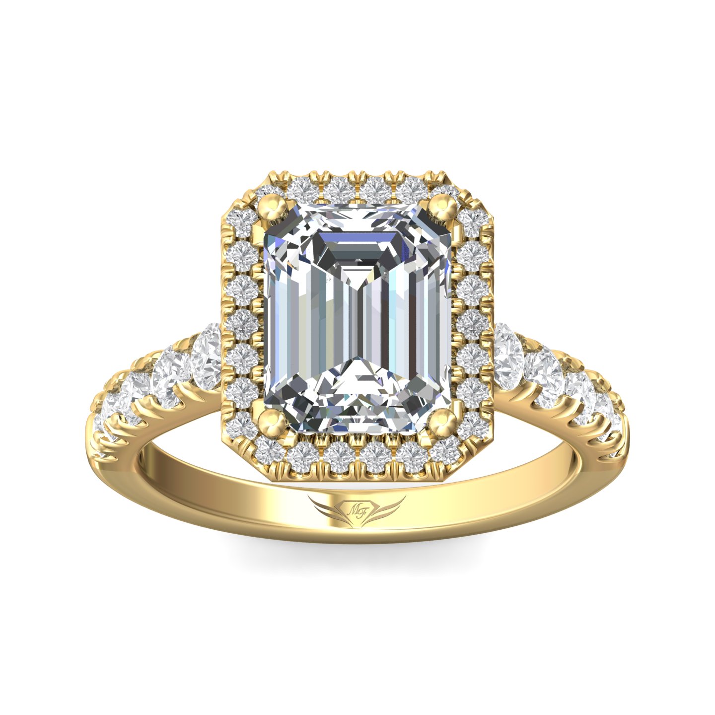18K Yellow Gold Emerald Cut Diamond Engagement Ring