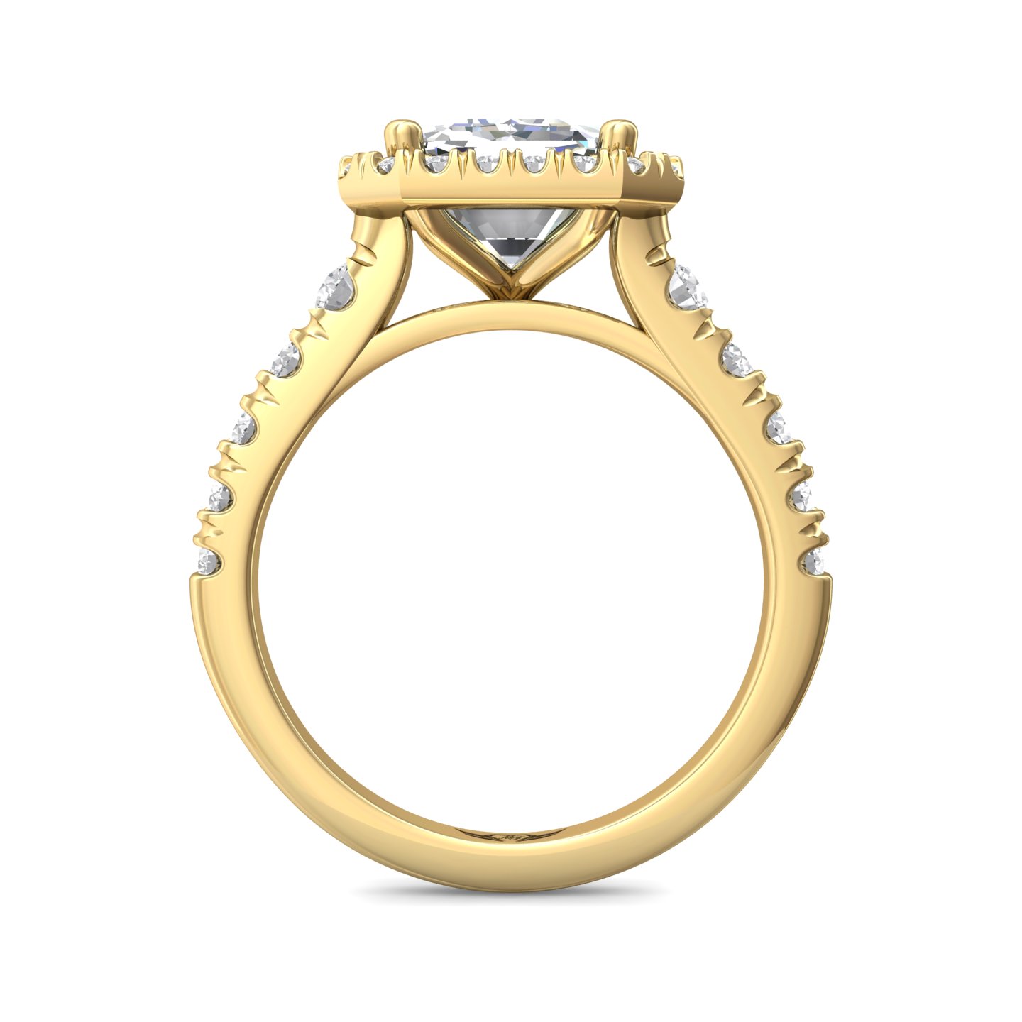18K Yellow Gold Emerald Cut Diamond Engagement Ring