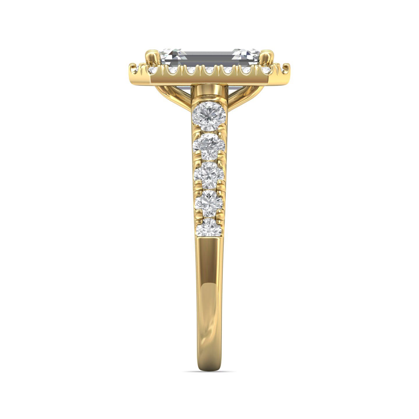 18K Yellow Gold Emerald Cut Diamond Engagement Ring