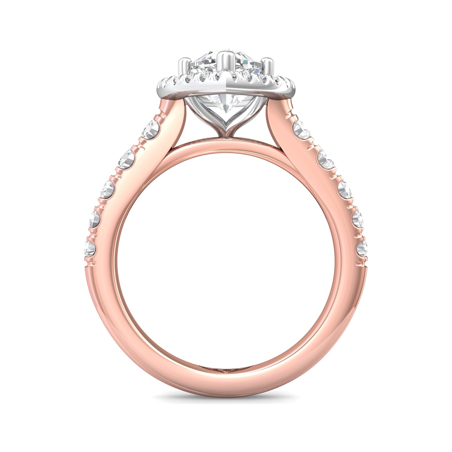14K Rose and White Gold Marquise Diamond Engagement Ring
