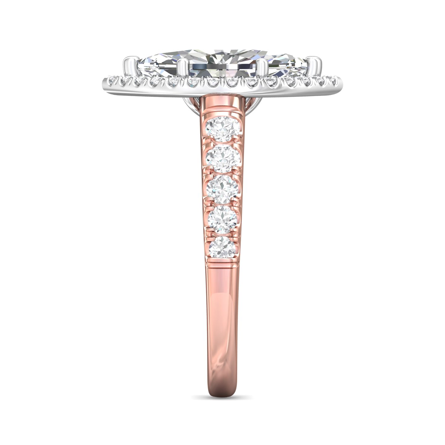 14K Rose and White Gold Marquise Diamond Engagement Ring