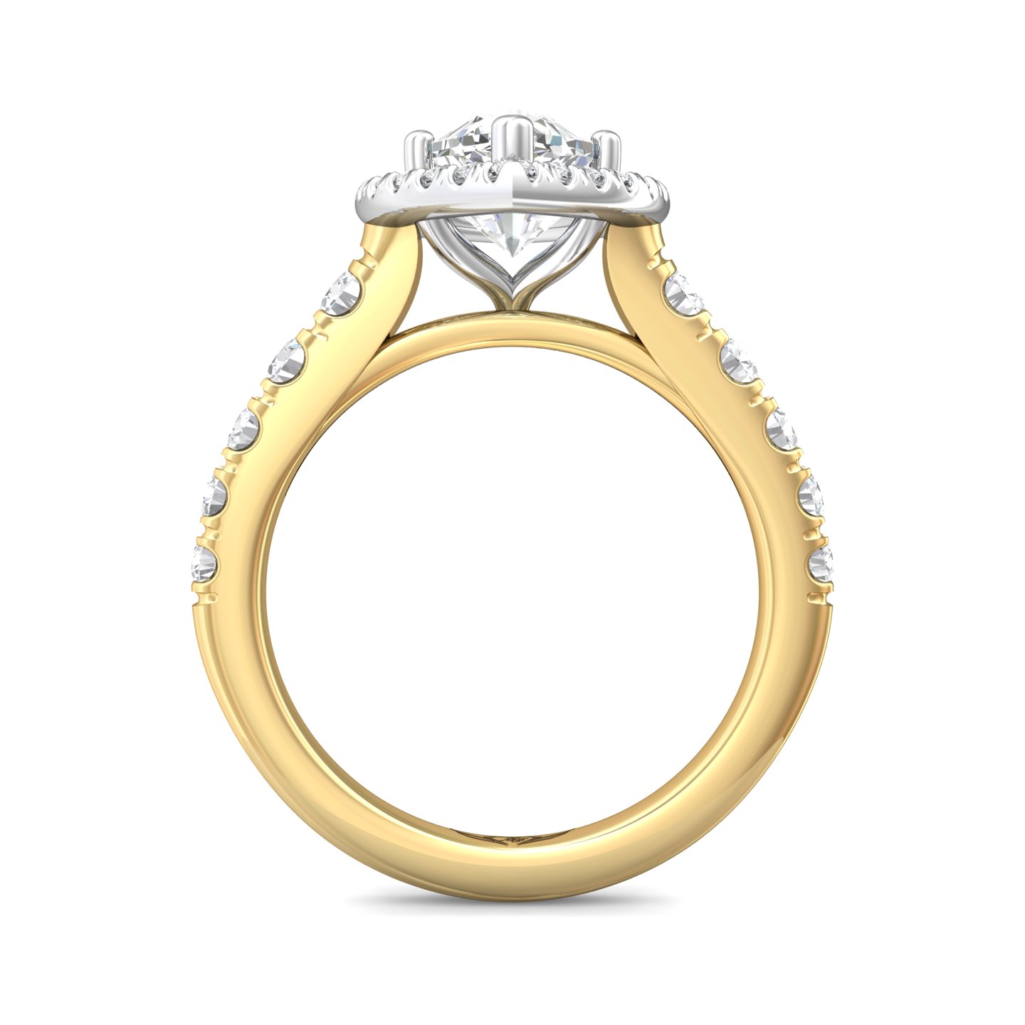 18K White and Yellow Gold Marquise Diamond Engagement Ring
