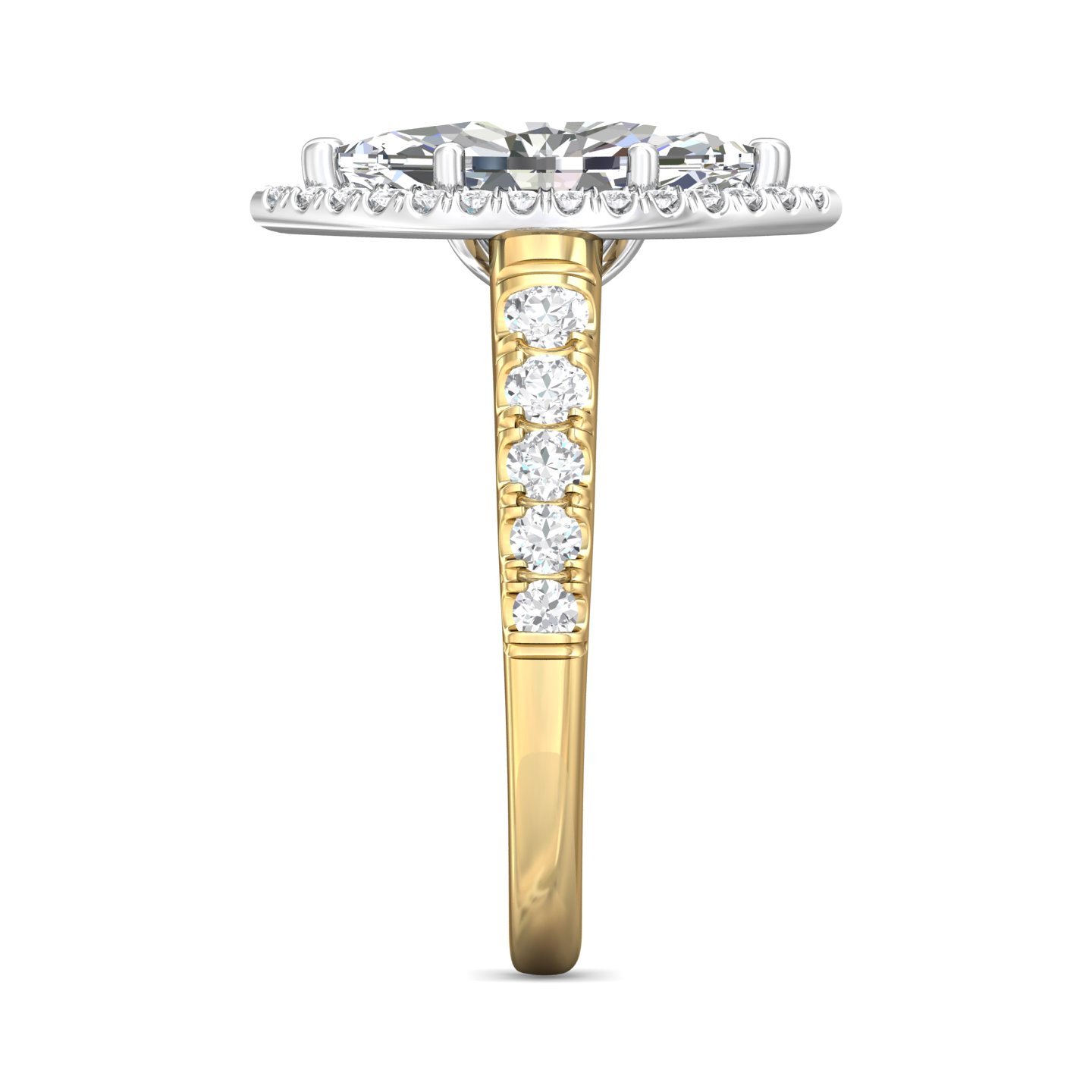 18K White and Yellow Gold Marquise Diamond Engagement Ring