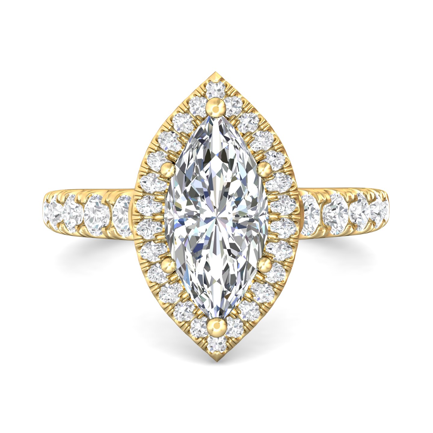 14K Yellow Gold Marquise Diamond Engagement Ring