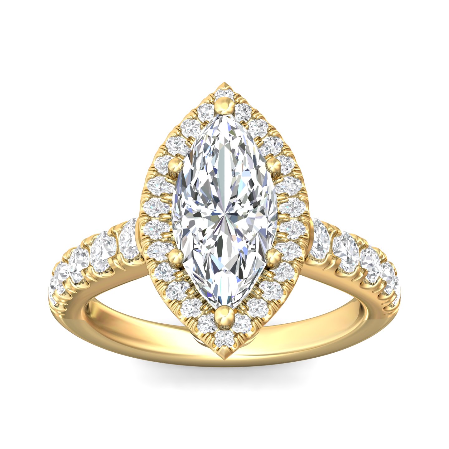 14K Yellow Gold Marquise Diamond Engagement Ring